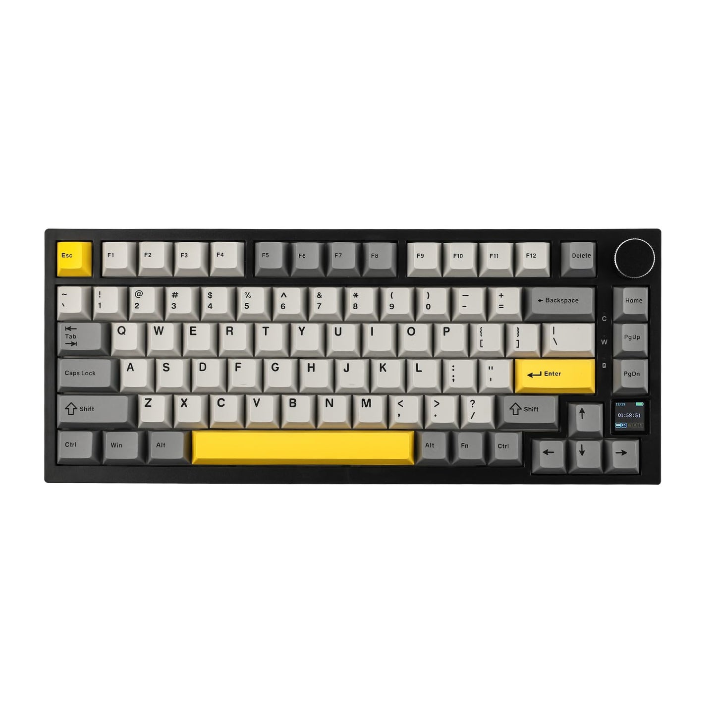 EPOMAKER Ajazz AK820 Pro 75% Gasket-Mounted Mechanical Keyboard with TFT Screen, 3 Modes(Bluetooth 5.1/2.4G Wireless & Type-C), Sound Dampening Foams, RGB (Grey, Ajazz Flying Fish Switch)