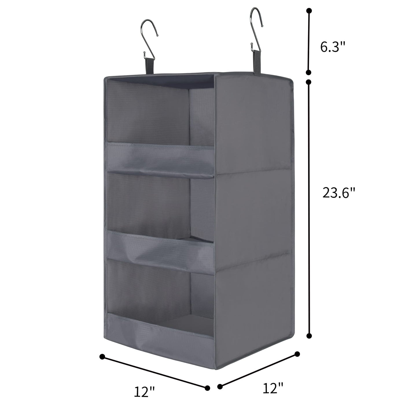 GRANNY SAYS 3-Shelf Closet Hanging Organizers, Pack of 2 Hanging Storage Shelves, Garde Robe Organisation, Foldable Hanging Closet Storage Organizer, Short Hanging Shelf Organizers for Closet, Grey