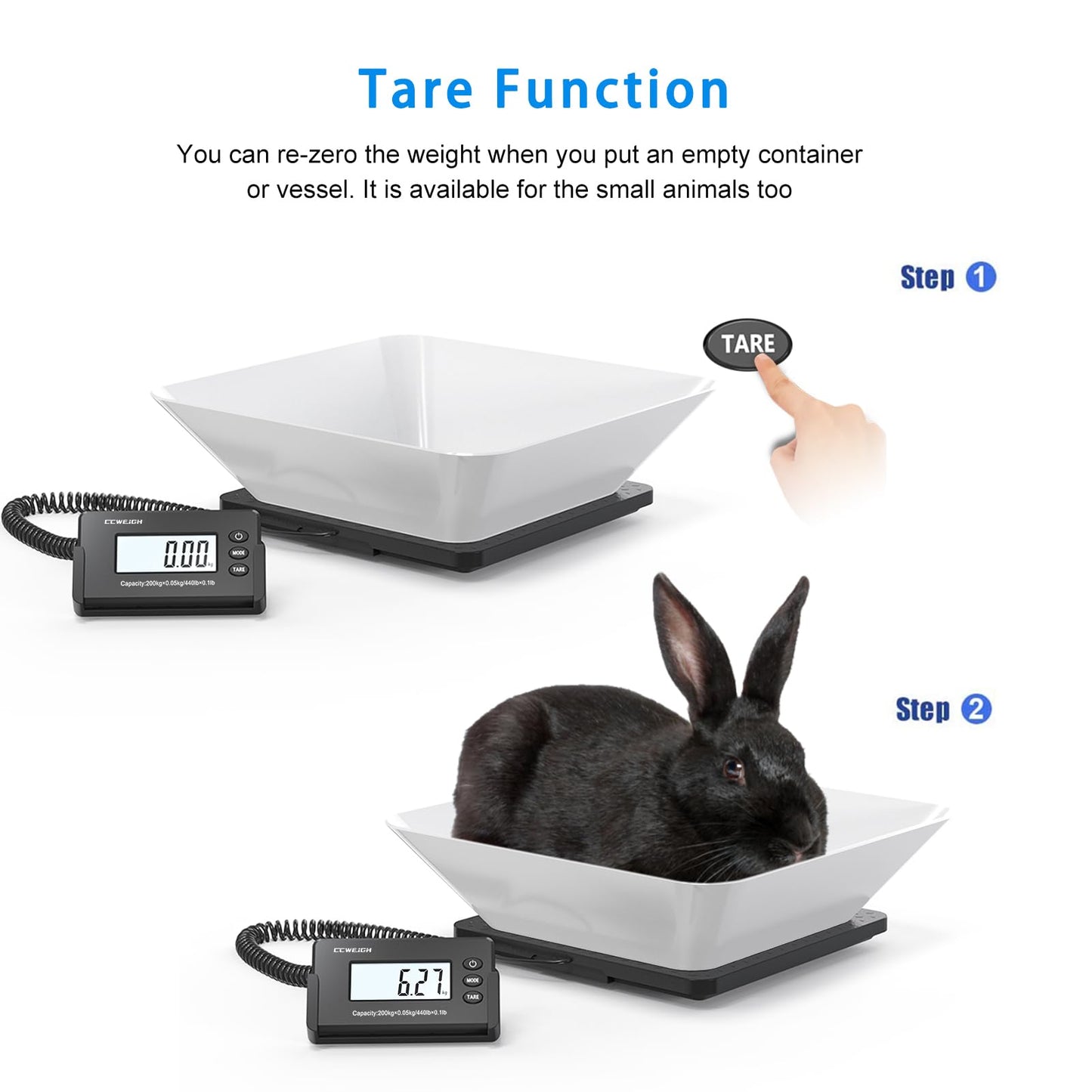 CCweigh Digital Shipping Postal Scale 1.76 oz High Accuracy！440lb with Tare Function, Extended LCD Display for Packages Small Business, Mail, Warehouse, Home, Battery & Charging Cable Included