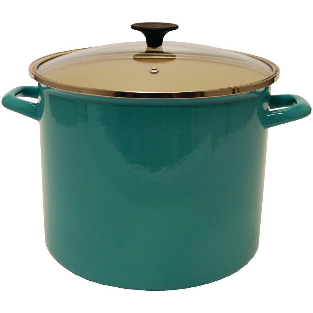 Starfrit Carbon Steel Stockpot with Glass Lid, Enameled Exterior, Oven Safe, PFOA Free, Easy to Clean, 11L (11.6QT) Capacity