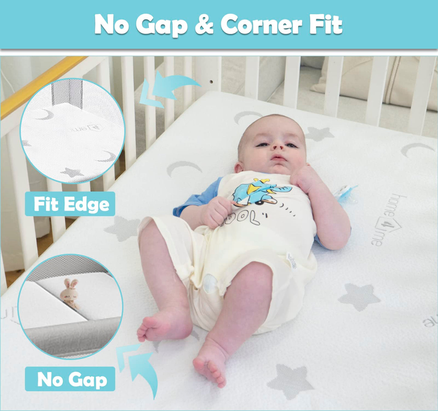 Home4me Pack and Play Mattresses 38" x 26" x3'', Pack n Play Mattress Pad, Dual Sided Mini Crib Mattresses for Babies and Toddlers, Memory Foam Playpen Mattress with Soft Cover, White