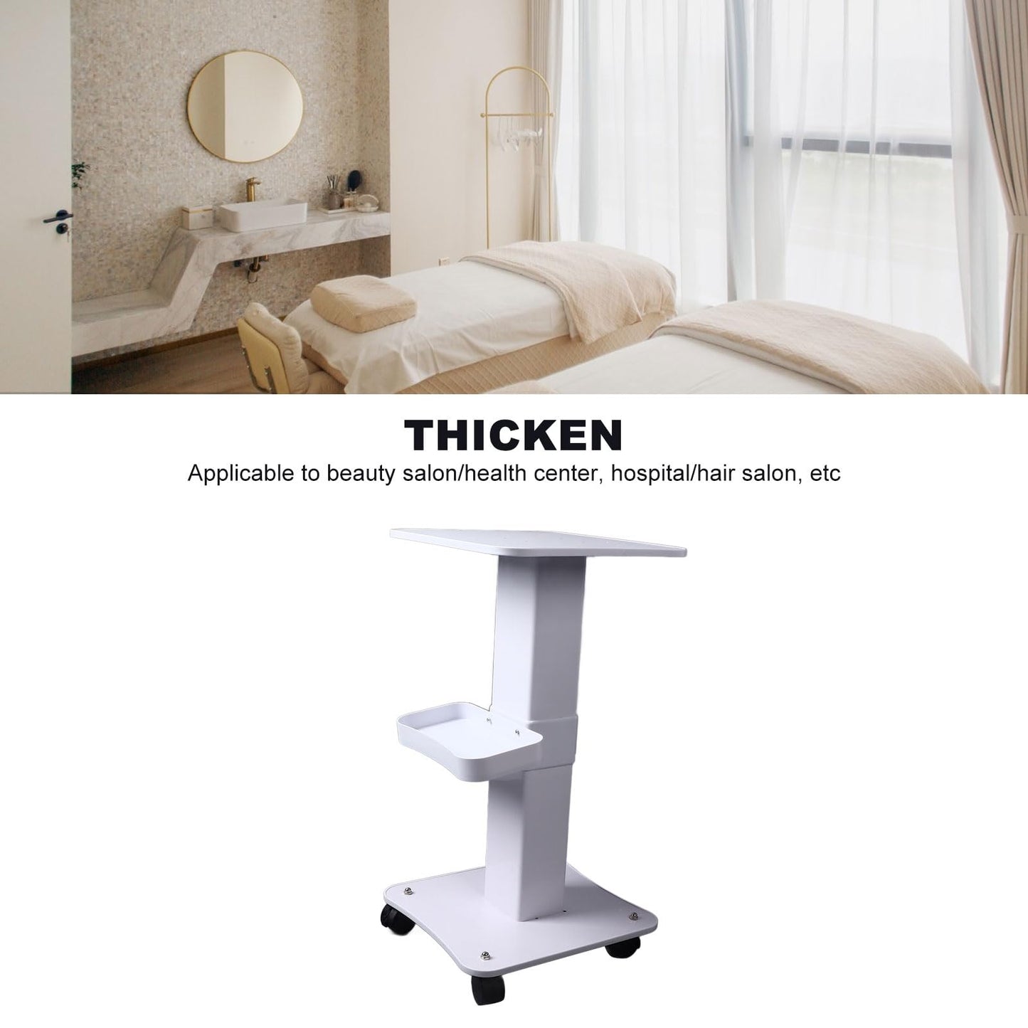 Salon Tray Cart with Storage Platform, 3 Tier 360 Degree Casters Space Saving Beauty Salon Trolley Cart,Tattoo Tray Storage Trolley on Wheels for Salon Spa Use