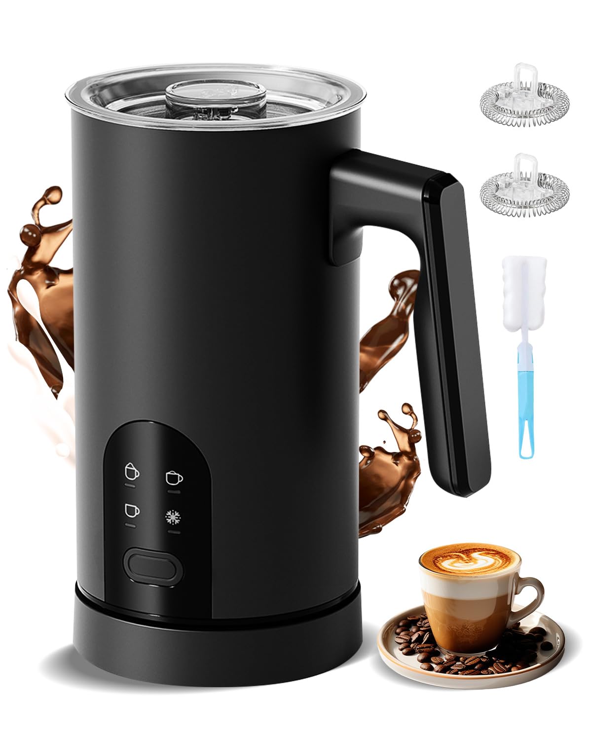 Electric Milk Frother, 4-in-1 Magnetic Milk Steamer and Hot/Cold Foam Maker, 11.8oz/350ml Automatic Milk Warmer for Coffee, Latte, Cappuccino, Macchiato, Hot Chocolate, Silent Operation