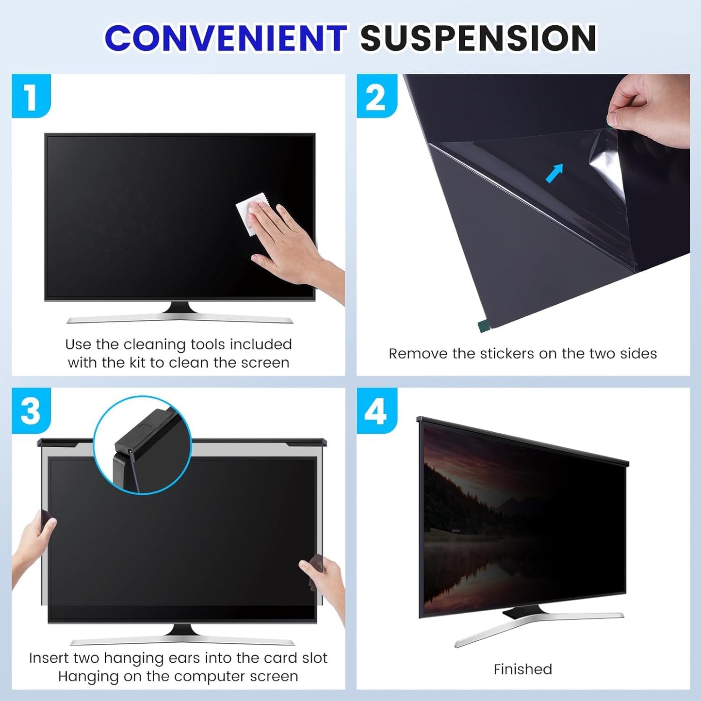 ZpTsarinal Hanging 21.5 Inch Computer Privacy Screen Filter, Hanging Computer Screen Privacy Cover, Compatible with, 21.5 Inch 16:9 Widescreen Monitors, Protect Eyes from Glare and Blue Light