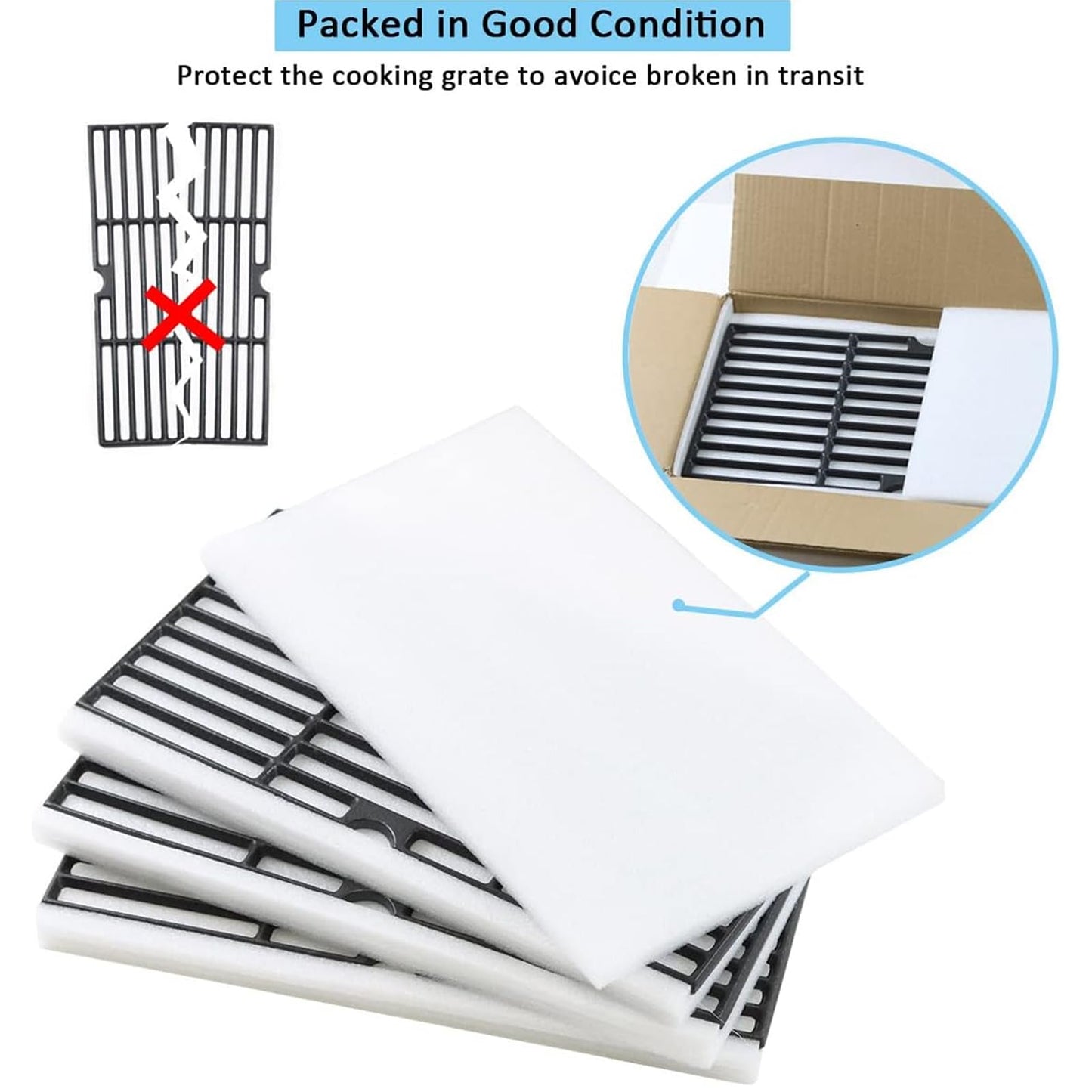 17inch Grill Grates for Nexgrill 4 Burner 720-0830H 720-0783E, 5 Burner 720-0888N 720-0888 720-0697, Charbroil 4 Burner 463241113 463449914, Kenmore 720-0670A Grids