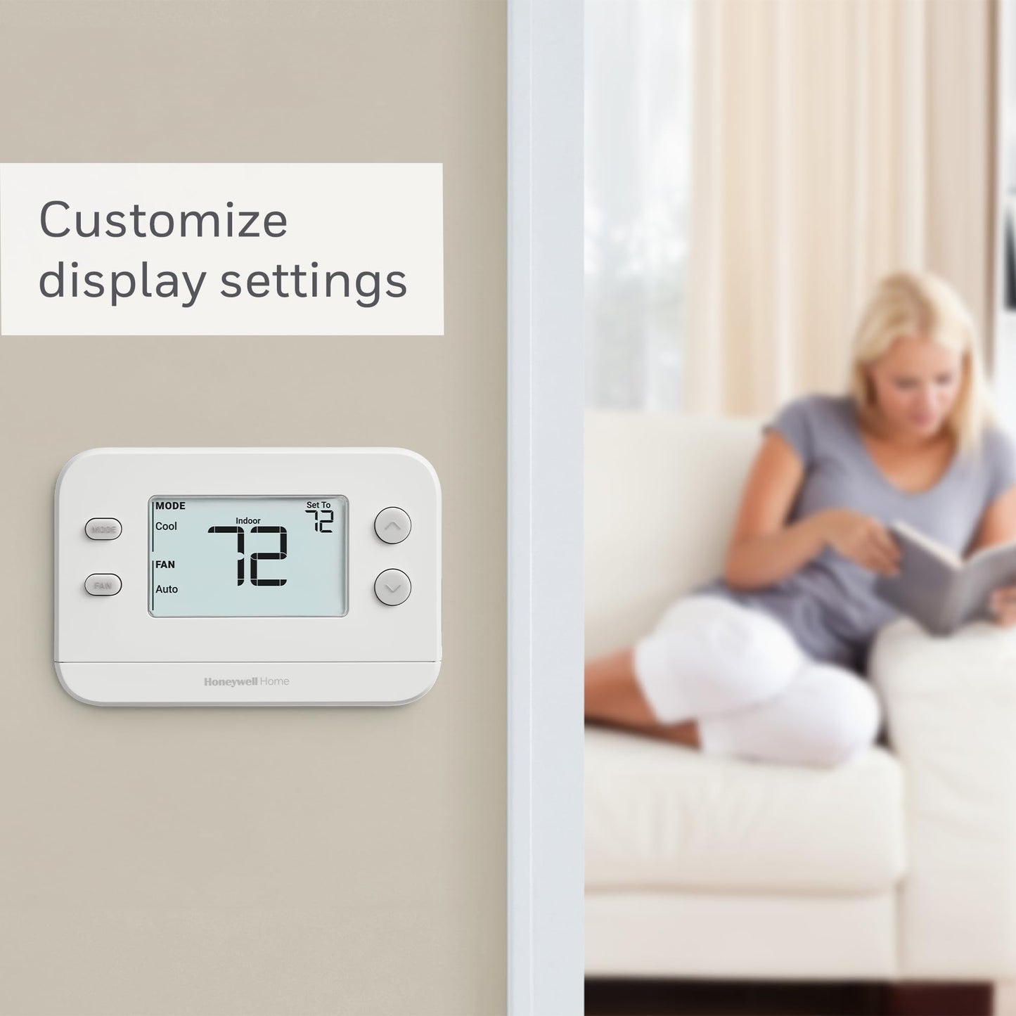 Honeywell Home X1N Non-Programmable Thermostat, Single-Stage, 1 Heat/1 Cool Compatibility, White