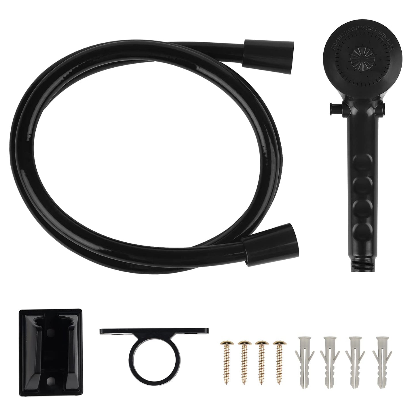 RV Shower Faucet w/Showerhead and Hose Replacement - RV Outside Shower Faucet with On/Off Handheld Shower-Head and Valve Diverter for RVs, Fifth Wheels, Motorhomes, Travel Trailers, Campers - Black