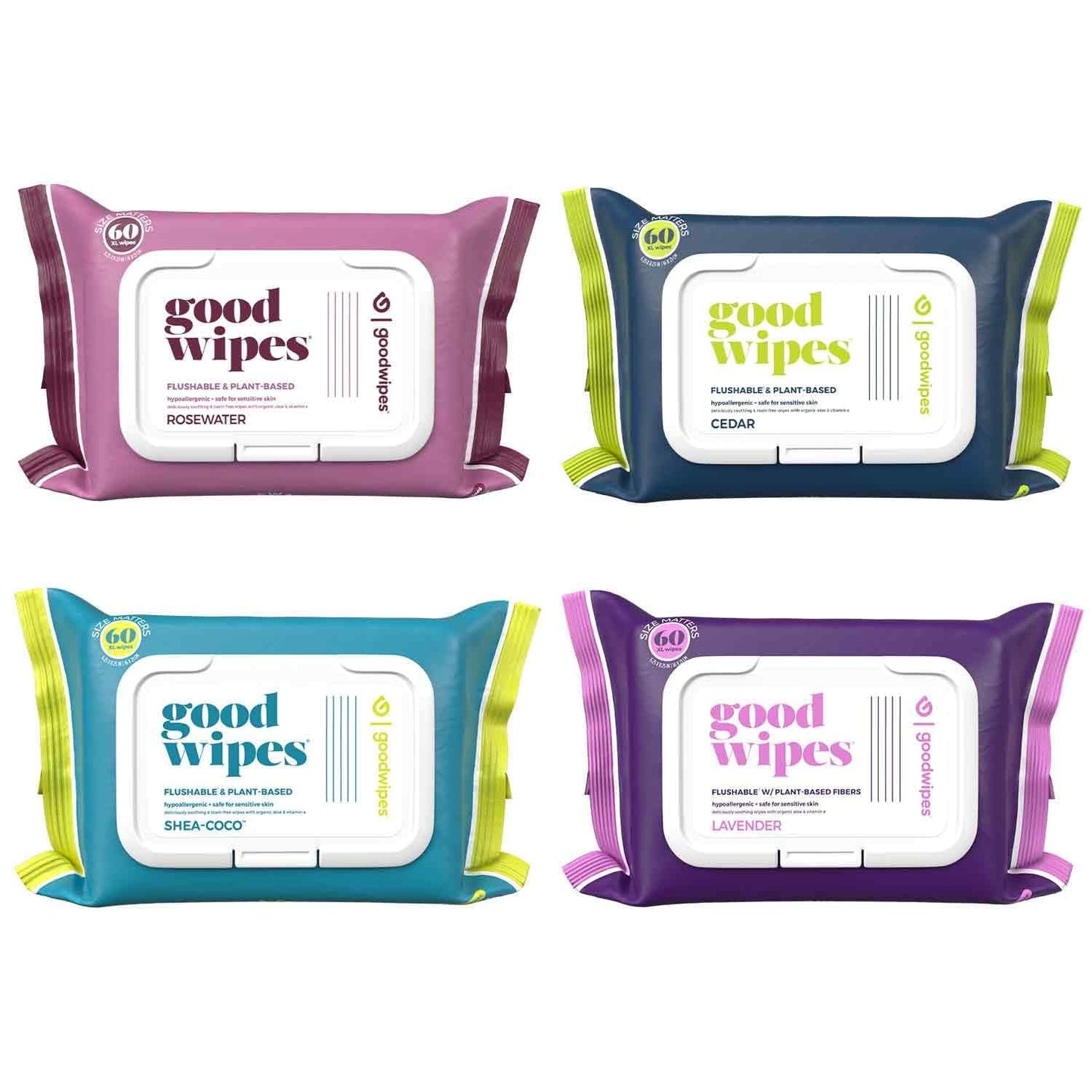 goodwipes Flushable Wipes - Extra Large Adult Wet Wipes For Women & Men - Bathroom Essentials - Sewer & Septic Safe - Variety Pack, 240 Count (4 Packs)
