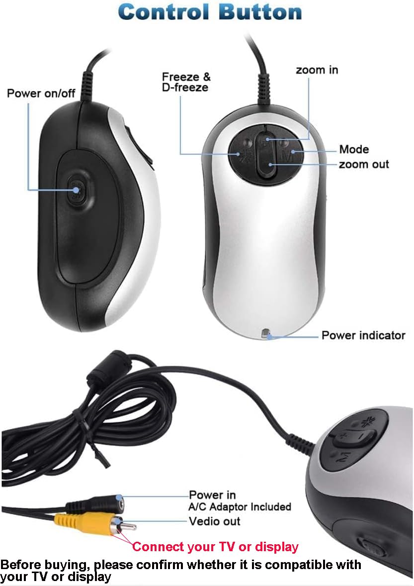 Electronic Low Vision Reading Aid - Portable Mouse Digital Magnifier with 10 Color Modes and Image Freeze for Visually Impaired, Parental Gift,Silver
