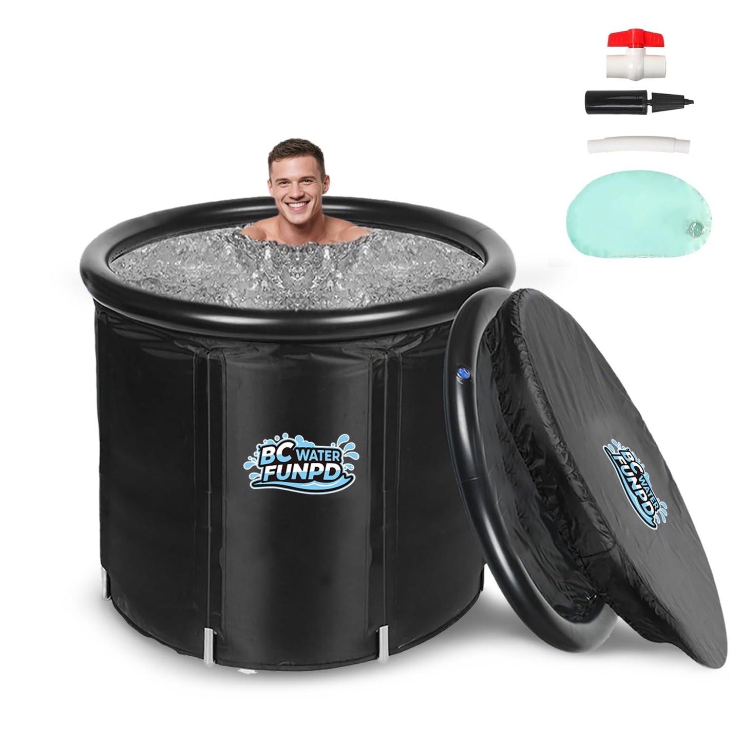Ice Bath Tub for Athletes - Cold Plunge Tub Portable Ice Bath with Cover for Recovery & Cold Water Therapy, Inflatable Cold Plunge for Indoor Outdoor 85 * 75 cm