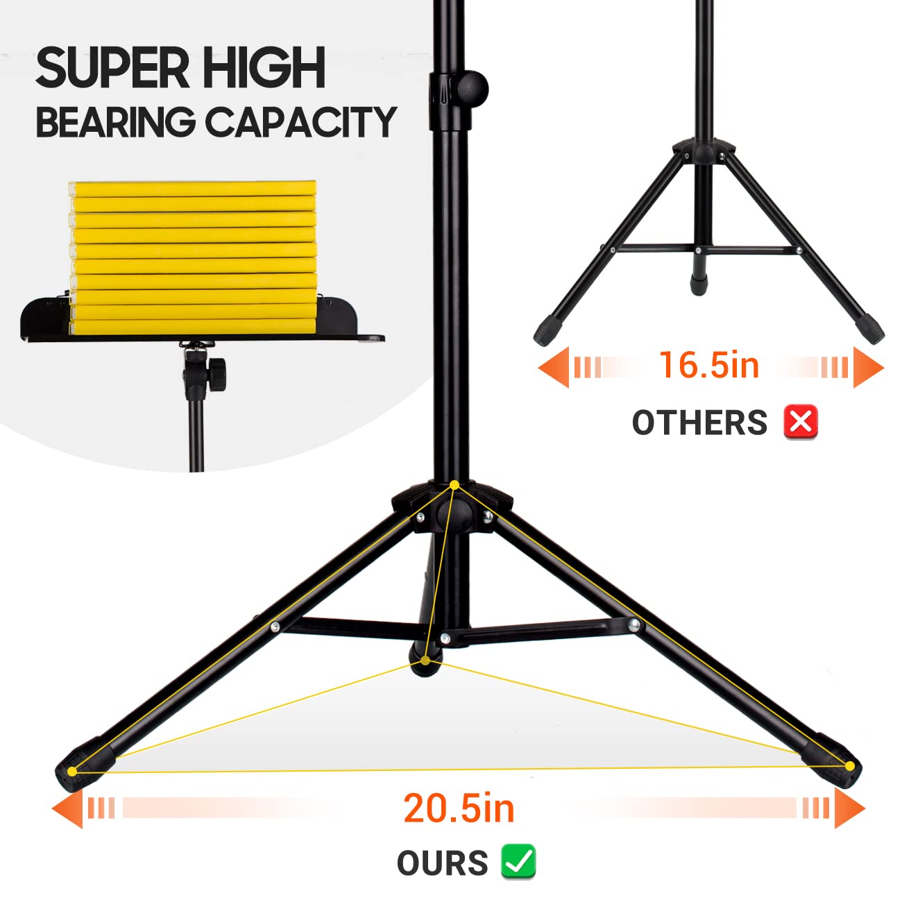 CAHAYA 5 in 1 Dual-use Sheet Music Stand & Desktop Book Stand Metal Portable Solid Back with Book Stand Support, Carrying Bag, Sheet Music Folder & Clip, Laptop Bible Book Tablet Stand CY0194