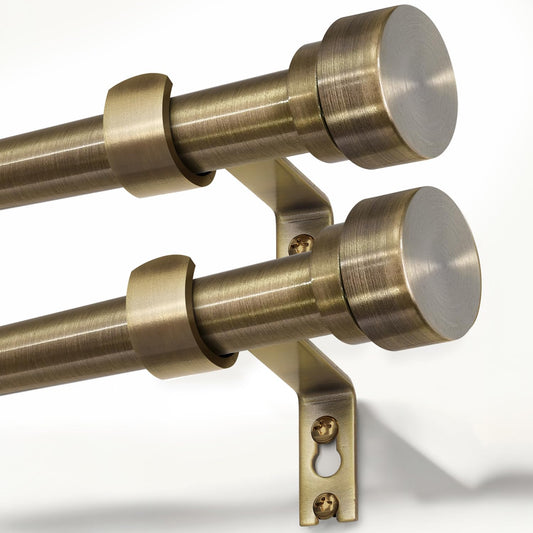 2 Pack Antique Bronze Curtain Rods for Windows 72 to 144 Inches Adjustable Heavy Duty 1" Diameter Window Curtain Rod with Solid Metal Finials for Outdoor Farmhouse Bedroom Kitchen Living Room