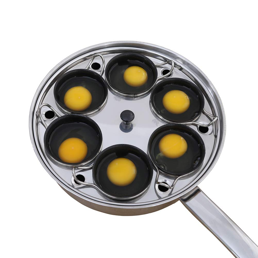 RUNZI Egg Poacher Pan - Stainless Steel Poached Egg Cooker - 6 Nonstick Large PFOA FREE Egg Poacher Cups