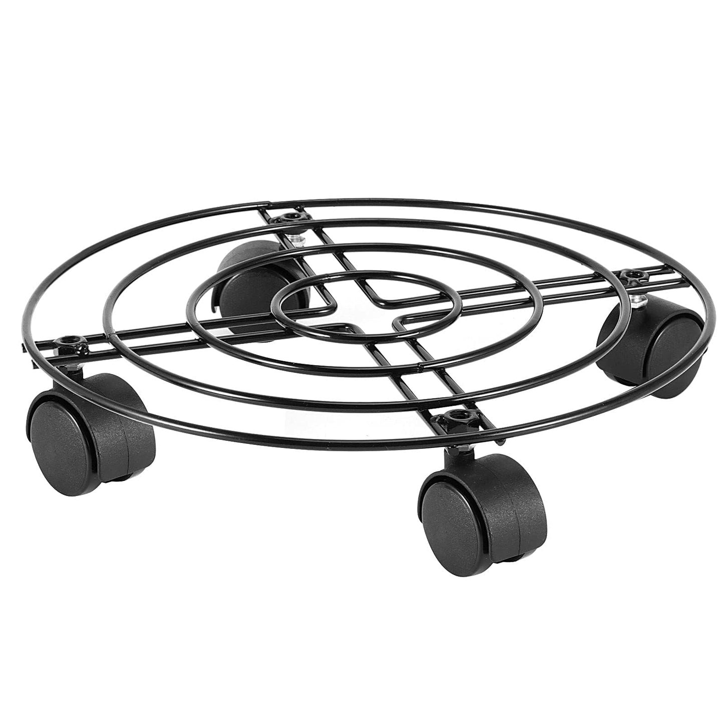FUNSUEI Plant Stand with Wheels, 4 Pack 12 Inch Heavy Duty Iron Plant Caddy with 360°Swivel Wheels, Max Load 110 lbs for Flower Pot Outdoor Indoor, Black
