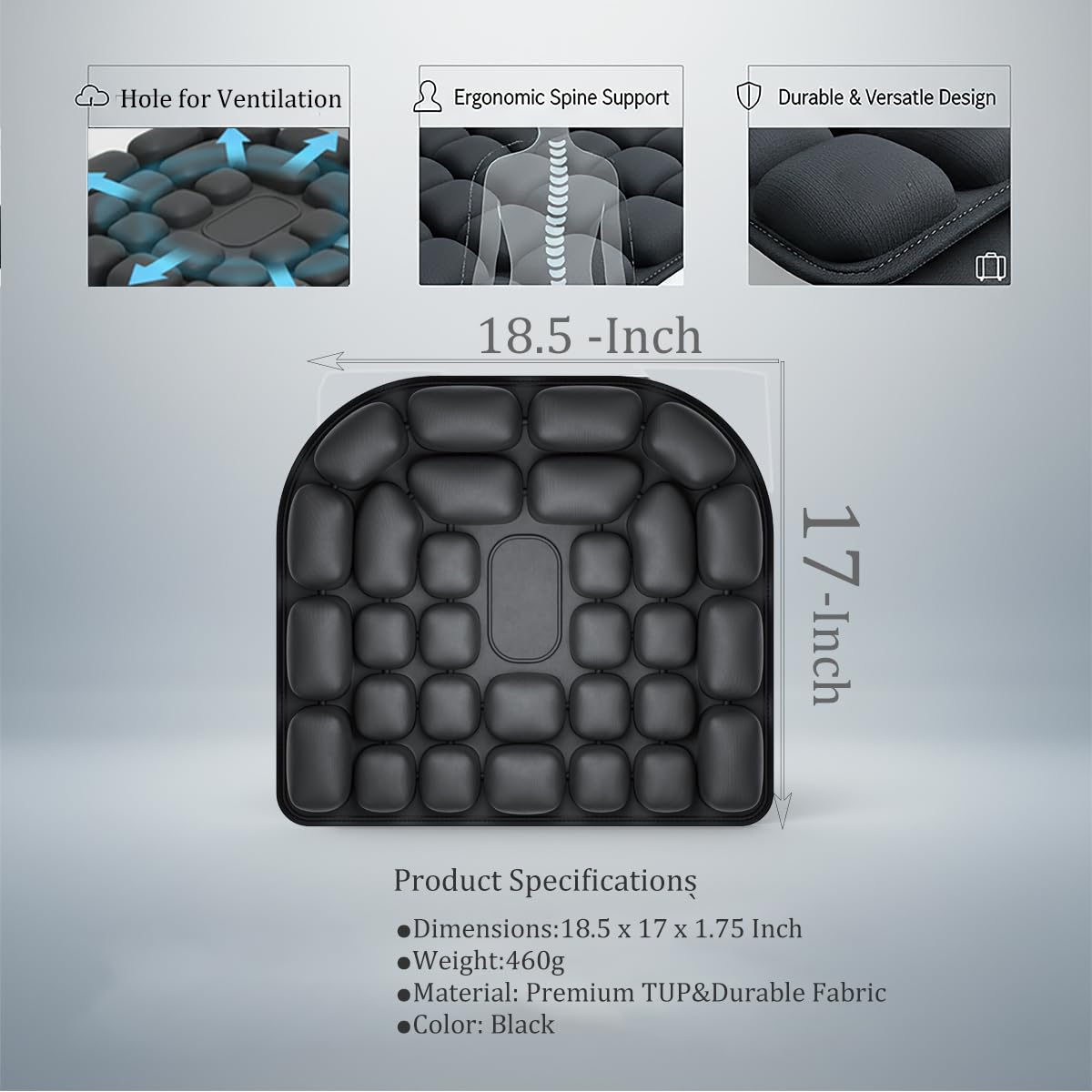 Inflatable Travel Seat Cushion, Inflatable Cushion for Airplane Seat, Car Sitting Pillow, Office Chair Cushion, Portable Flight Pillow for Tailbone & Back Support (for Bedsore)
