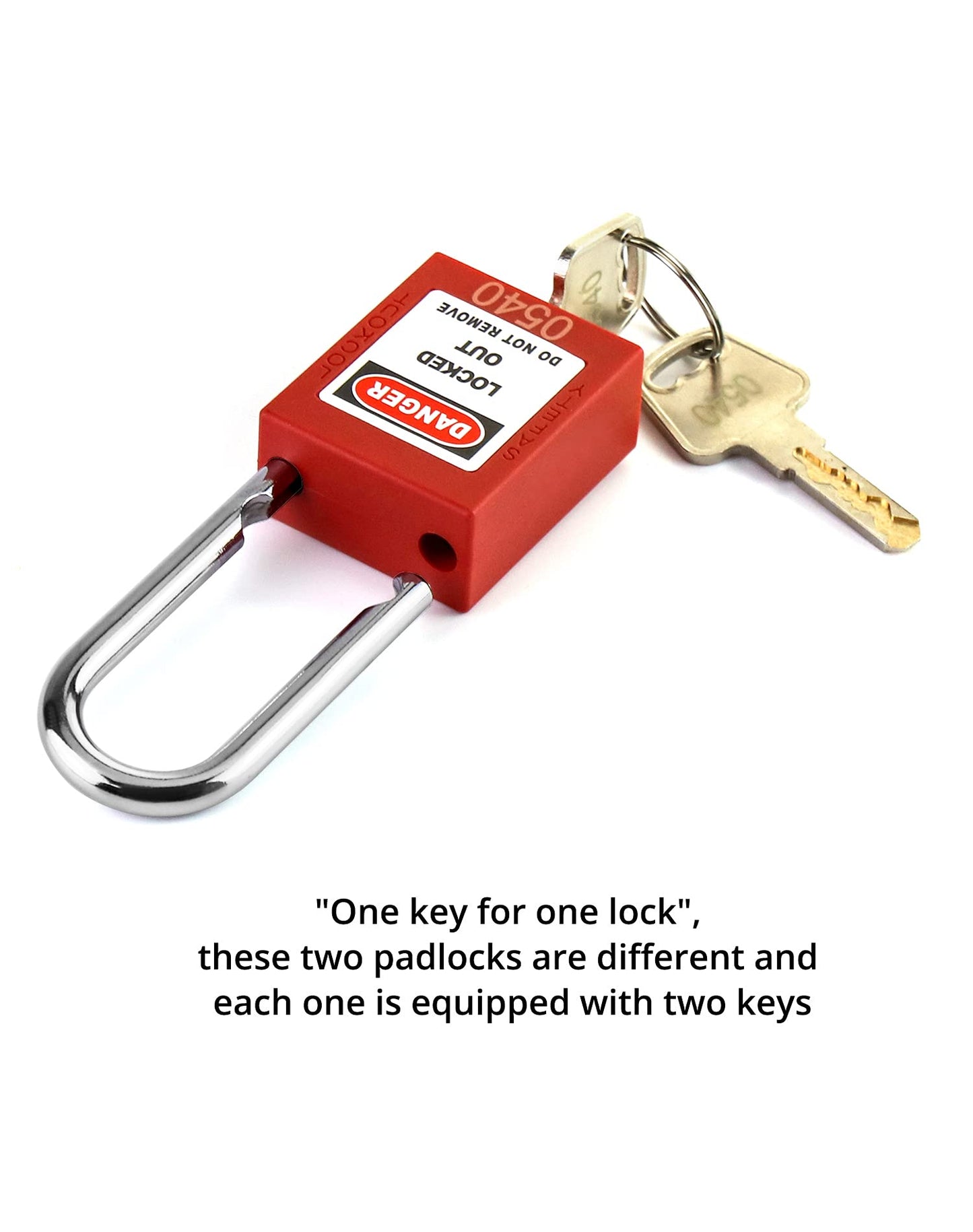 QWORK Lockout Tagout Locks, Safety Padlock, 10 Padlocks with 20 Keys, for Lock Out Tag Out Stations and Devices