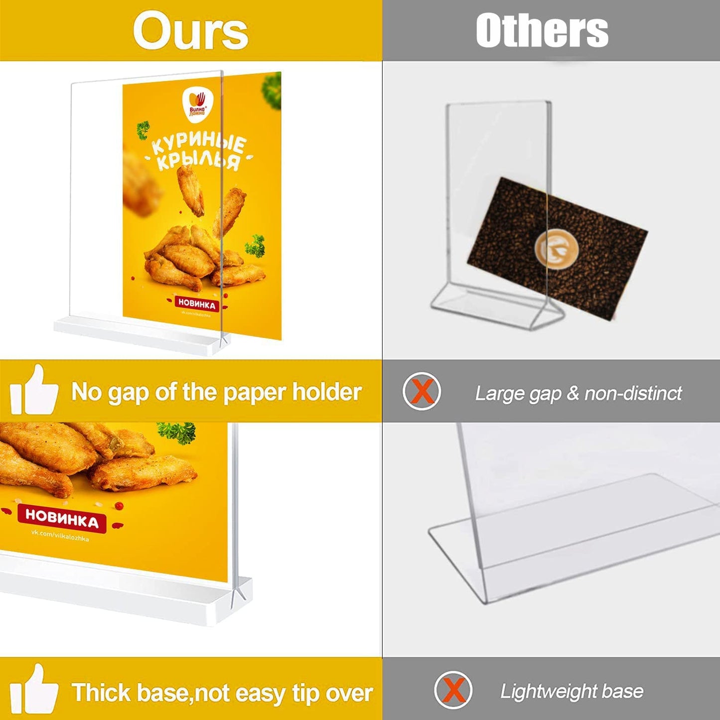 JIMITOP Acrylic Sign Holder 8.5 x 11 Clear Display Stand,Menu ad Frame Letter Size for Restaurants Table, Promotions, Photo Frames,Meetings (6 pack)