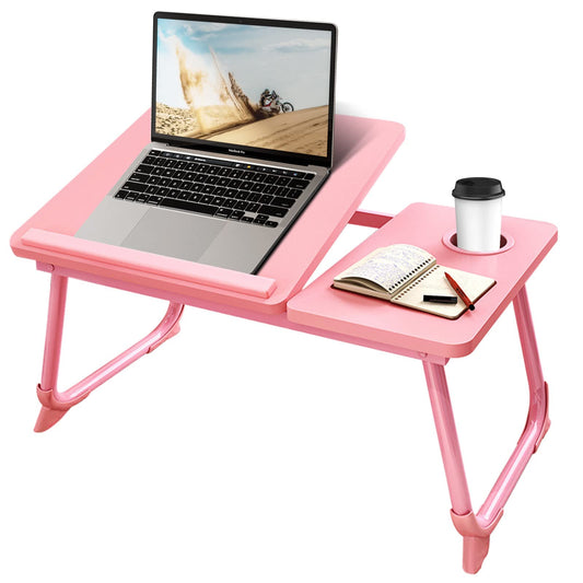 CloudTrip Laptop Desk for Bed or Couch, Lap Desk, Woking in Bed Desk, Home Office Desks, Breakfast Tray, Desk with Cup Holder, Watching Movies in Bed, Laptop Stand for Bed, Fordable Legs Desk (Pink)
