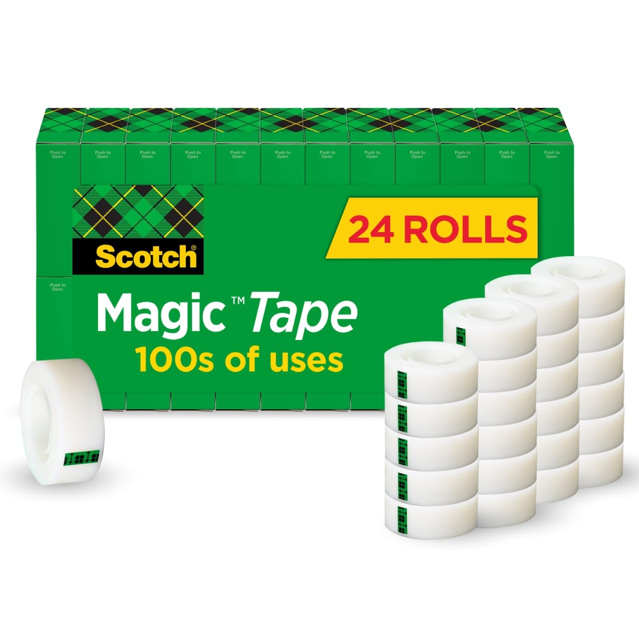 3M Magic Tape, 1-Inch Core, 3/4 x 1000 Inches, 24 Per Pack, Transparent (MMM810K24)