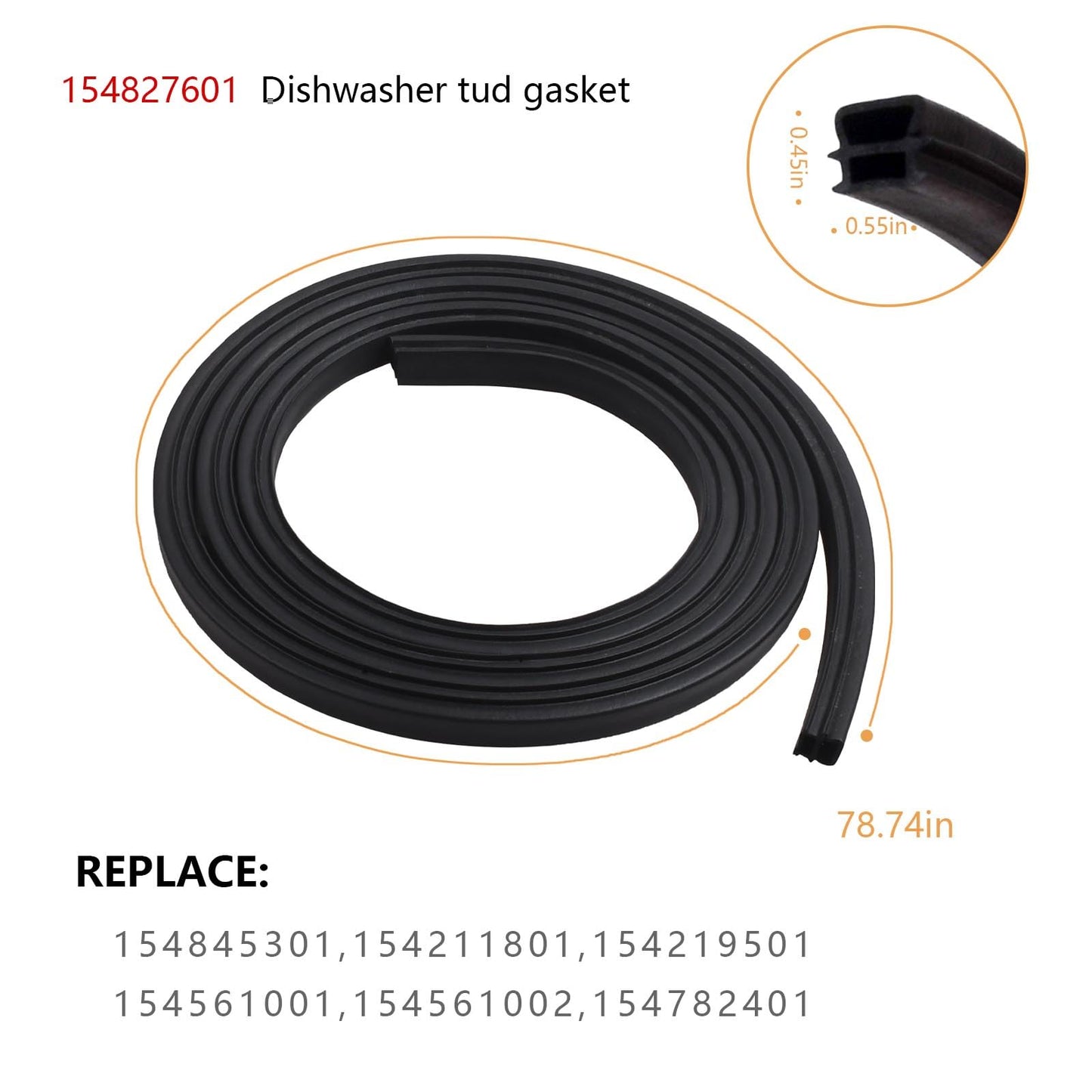 Wllead 154827601 Dishwasher Door Seal Combo Kit Compatible with Frigidaire Kenmore Electrolux & Sears, Includes Door Lower Seal 809006501 & Splash Shield 154701001