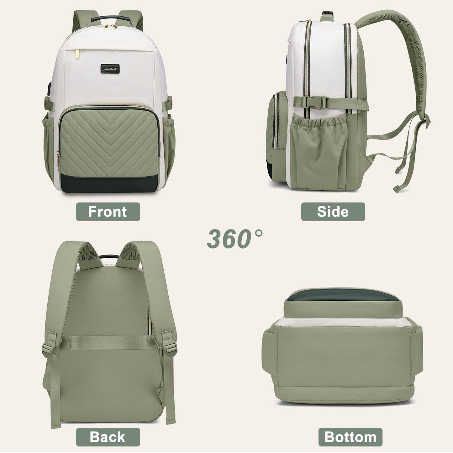 Laptop Backpack for Women Bookbag: 17 inch Work School Backpacks with Pouch Pocket for Large Capacity Cup & USB Charger College Book Bag Travel Business Nurse Teacher Bookbags Anti-theft Back Pack
