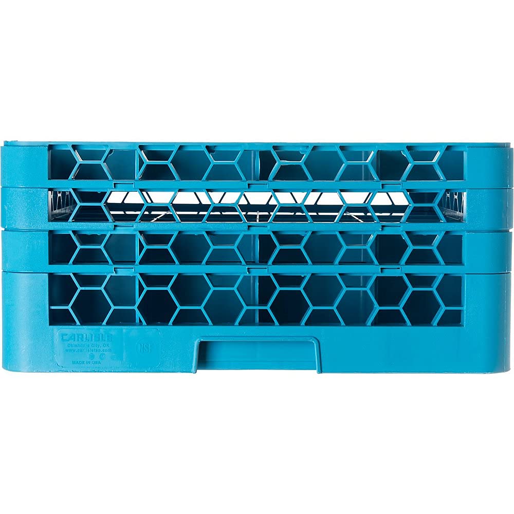 Carlisle FoodService Products OptiClean Glass Rack, 16-Compartments (4.45" x 7.88") with 3 Extenders, Polypropylene, 19.88 x 19.88 Inches, Blue