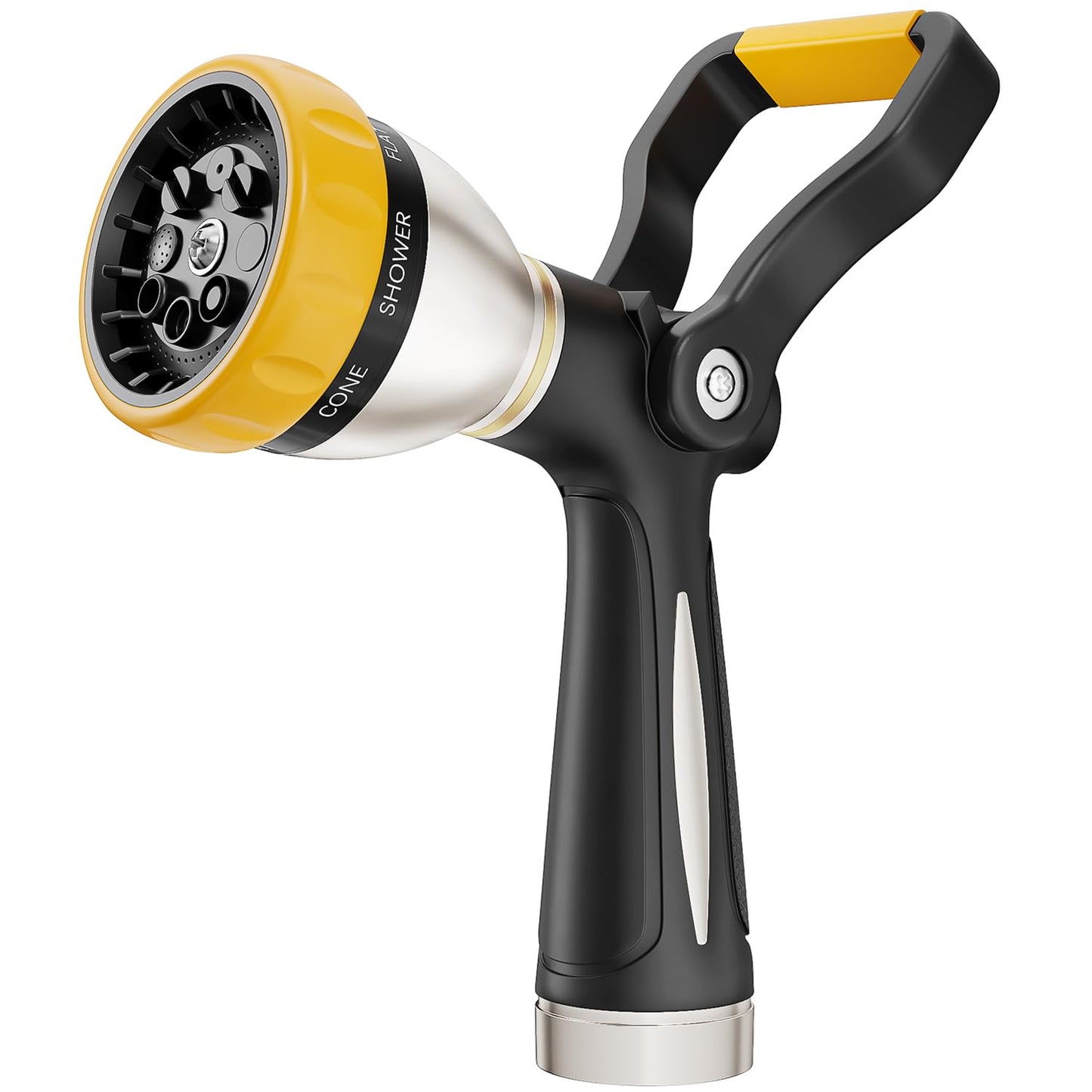 FANHAO Heavy Duty Fireman's Hose Nozzle, Metal Water Nozzle with 8 Spray Patterns, High Pressure Garden Hose Sprayer with Lever Control and Non-Slip Grip to Water Plants & Lawns, Wash Cars & Clean