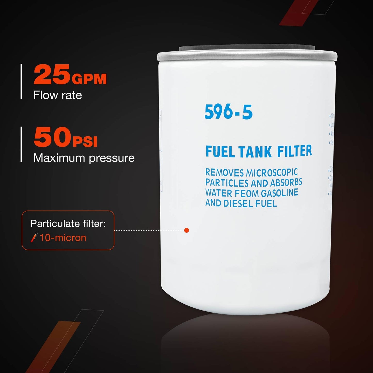 Fuel Tank Filter Compatible with Fuel Pumps Transfer Tanks, 10 Micron Diesel Spin-On Filter (2 Pack)