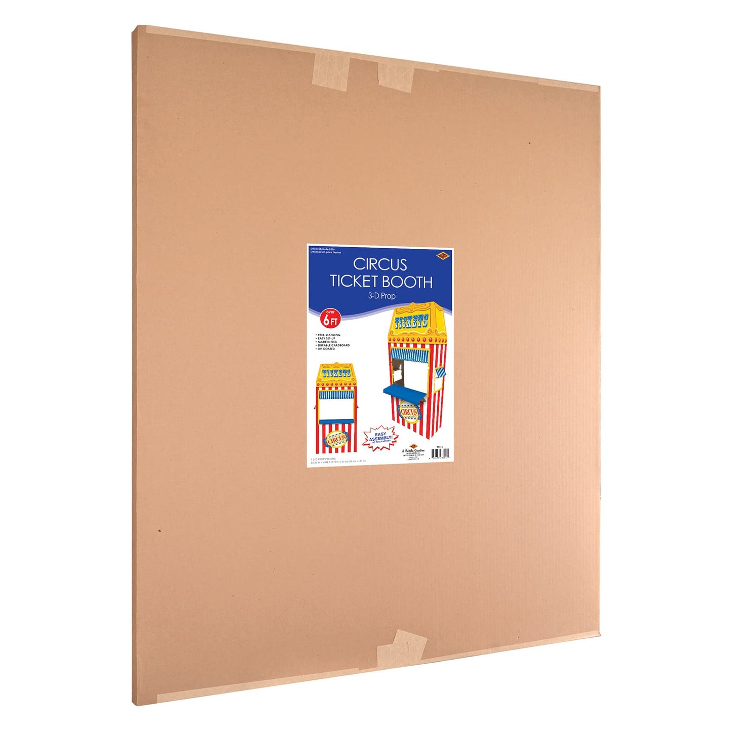 Beistle 3-D Circus Photo Booth Prop, Cardboard Ticket Booth, Carnival Themed Party Decorations, Fun Fair Party Supplies, 6' 1" x 35.25"