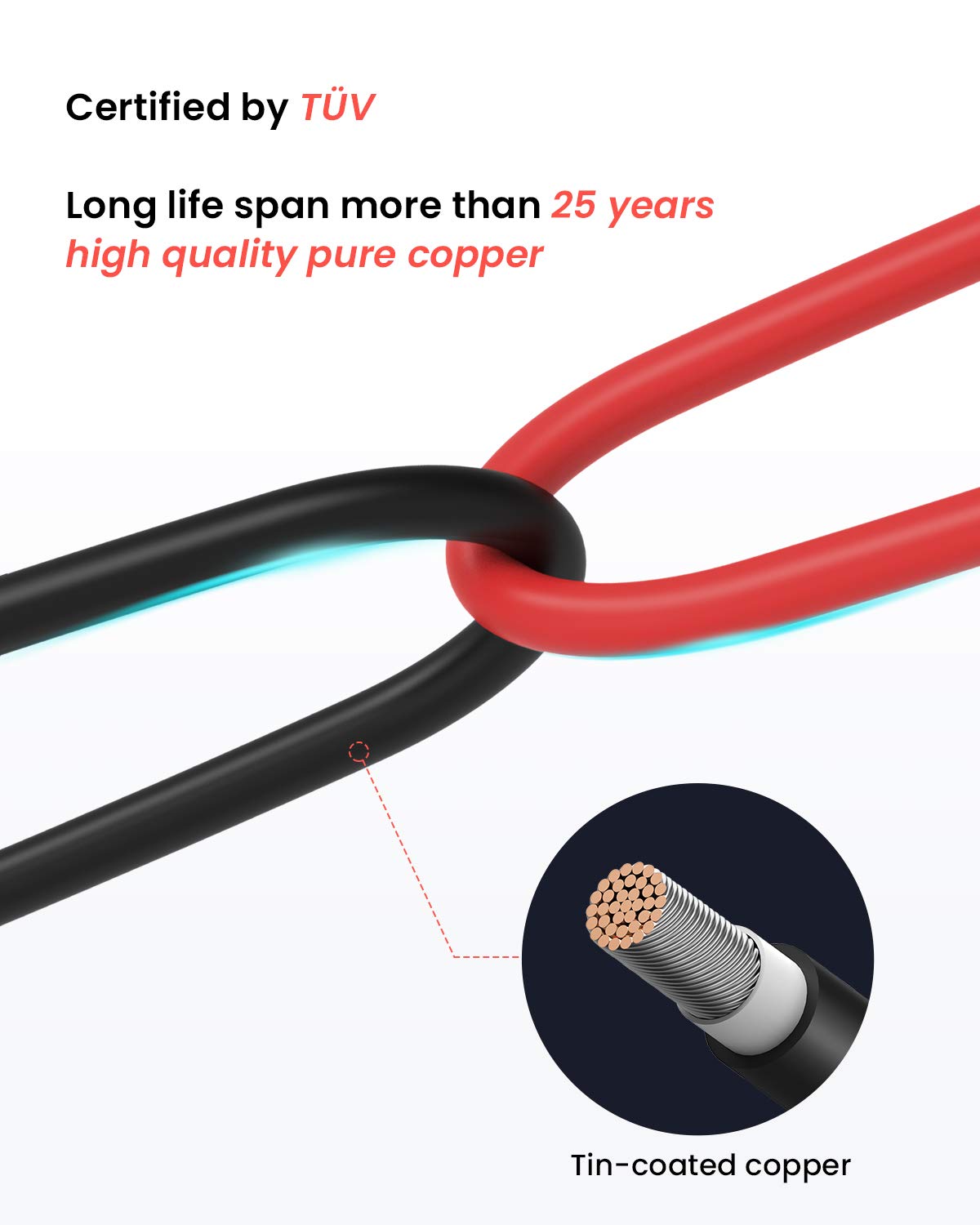 BougeRV 20 FT 10AWG Solar Cable with 2 Pairs of Solar Panel connectors,Solar Panel Cables,Solar Extension Cable,Solar Panel Adaptor Kit Tool (20FT 10AWG)