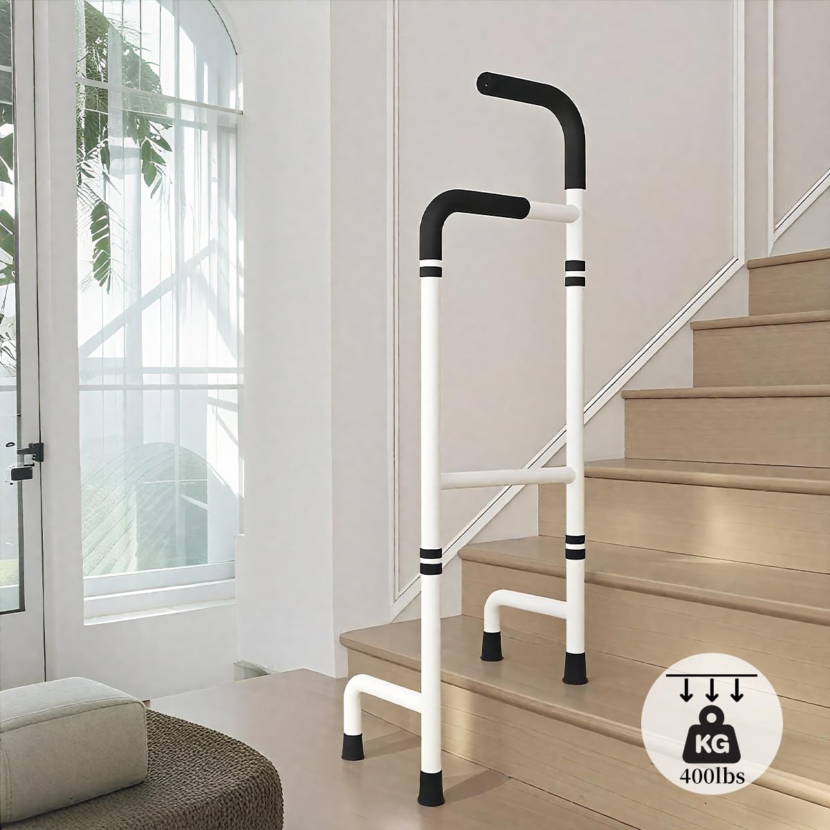 AUHUI Height Adjustable Stair Lift Assist Devices for Seniors, Stair Climbing Cane Lifts with Anti-Slip Handle & Pads, Stair Assistive Crutches for Elderly, Fits Most Steps, Supports Up to 400 Lbs