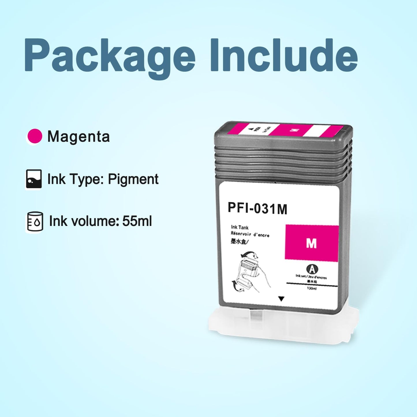 KSUMEI PFI-031 Ink Cartridge 55ml PFI-031M Magenta Ink Tank Compatible with Canon imagePROGRAF TA-20 TA-30 Printer 1-Pack