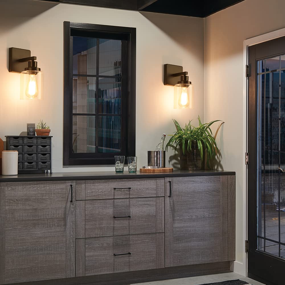 Matte Black Vanity Lights for Bathroom, Wall Sconces Set of Two, Modern Wall Light Fixtures, Metal Sconces Wall Lighting with Clear Glass Shade, Farmhouse Wall Lamp