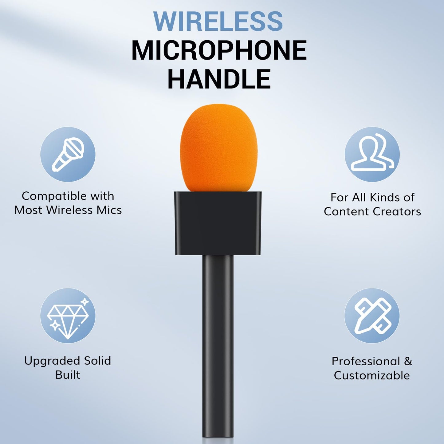 TONOR 2-Pack Microphone Handles for RODE and DJI Wireless Mic, Handheld Interview Mic Stand with Mic Flag Stations for Wireless GO, Rig for Lavalier Mic, Adapter for Vlogging, Podcast, Reports, TP20