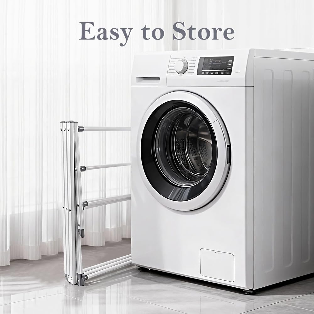 Foldable Clothes Drying Rack with 4 Hangers, 3-Tier Portable Extendable Laundry Drying Rack for Indoor Air Drying Clothing, 41"x29"x14"