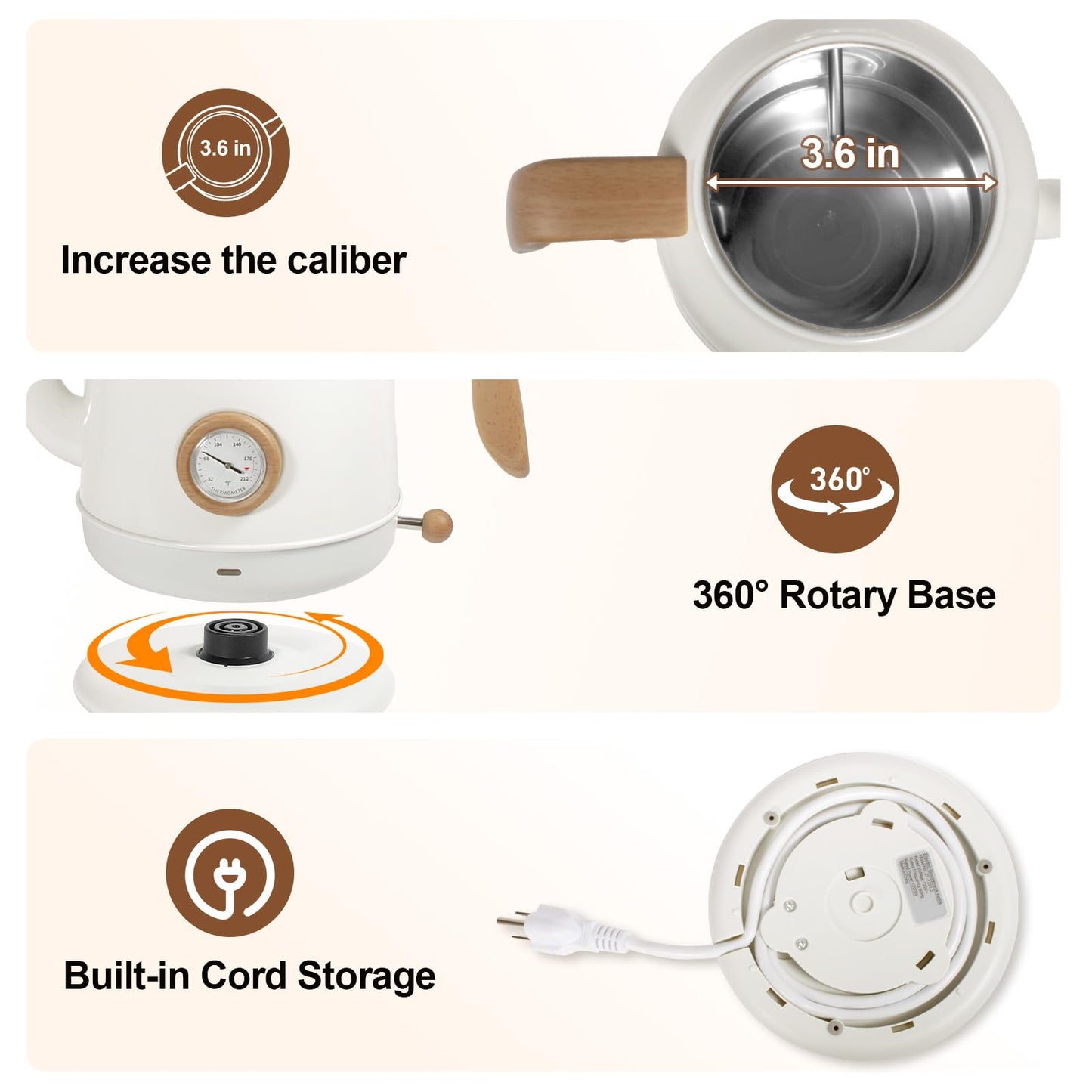 1.2L Electric Kettle, Gooseneck Kettle,Tea Pot with thermometer, Teapot Water Boiler Gooseneck Electric Kettles for Coffee & Tea