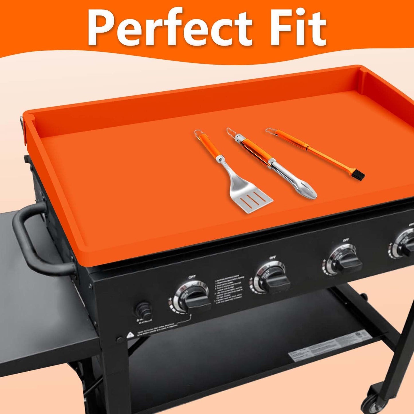 BANGIE Griddle Cover Mat for Blackstone 28 Inch Accessories | Full Wrap-Around Protection Silicone Mat for Griddle | Food Grade Material | Orange