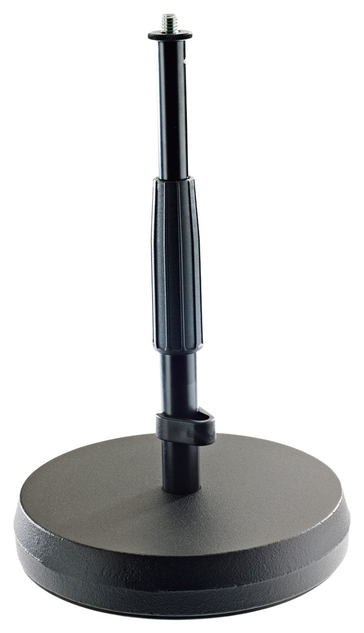 K&M Stands 23325 Table/Floor Microphone Stand - Adjustable Height from 217 to 347 mm - Round Weighted Base - Black