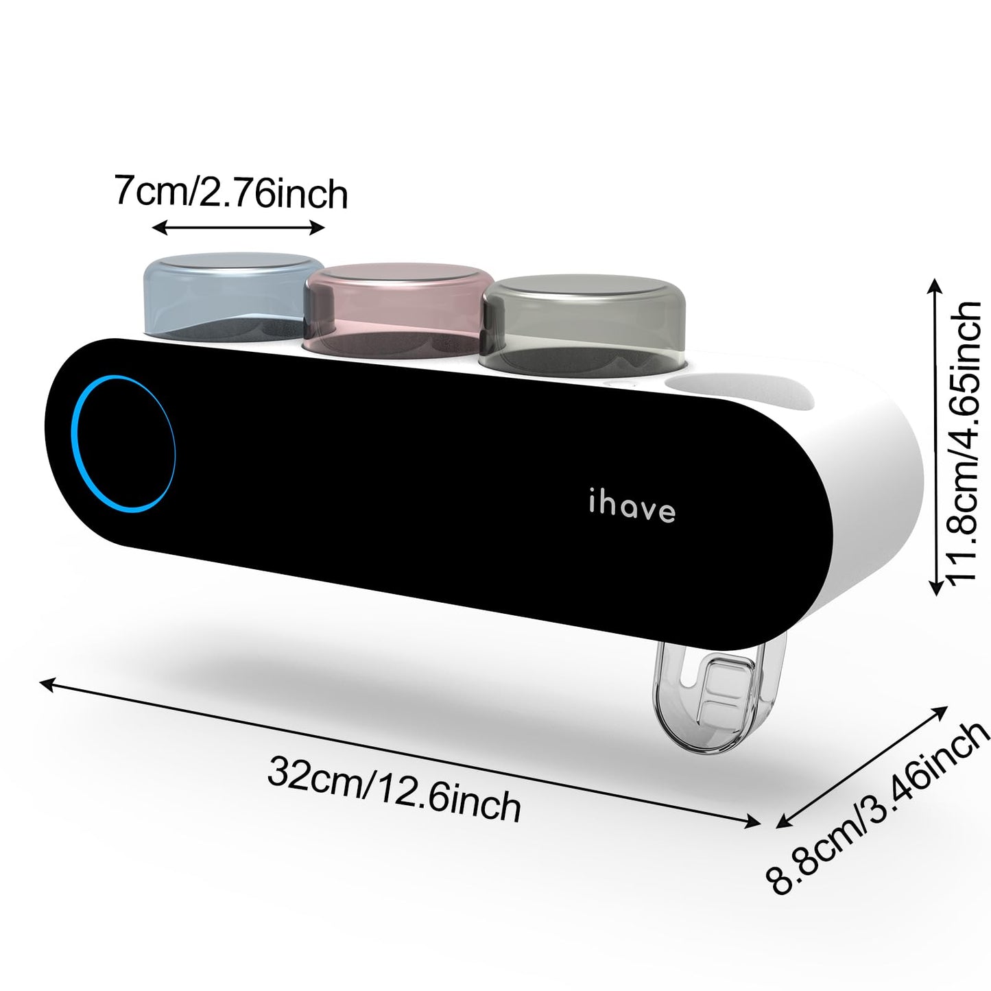 iHave Toothbrush Holder for Bathroom, UV Toothbrush Sanitizer and Holder Smart Home Bathroom Accessories, 3 Cups Electric Toothbrush Holder Wall Mounted with Toothpaste Dispenser Bathroom Decor