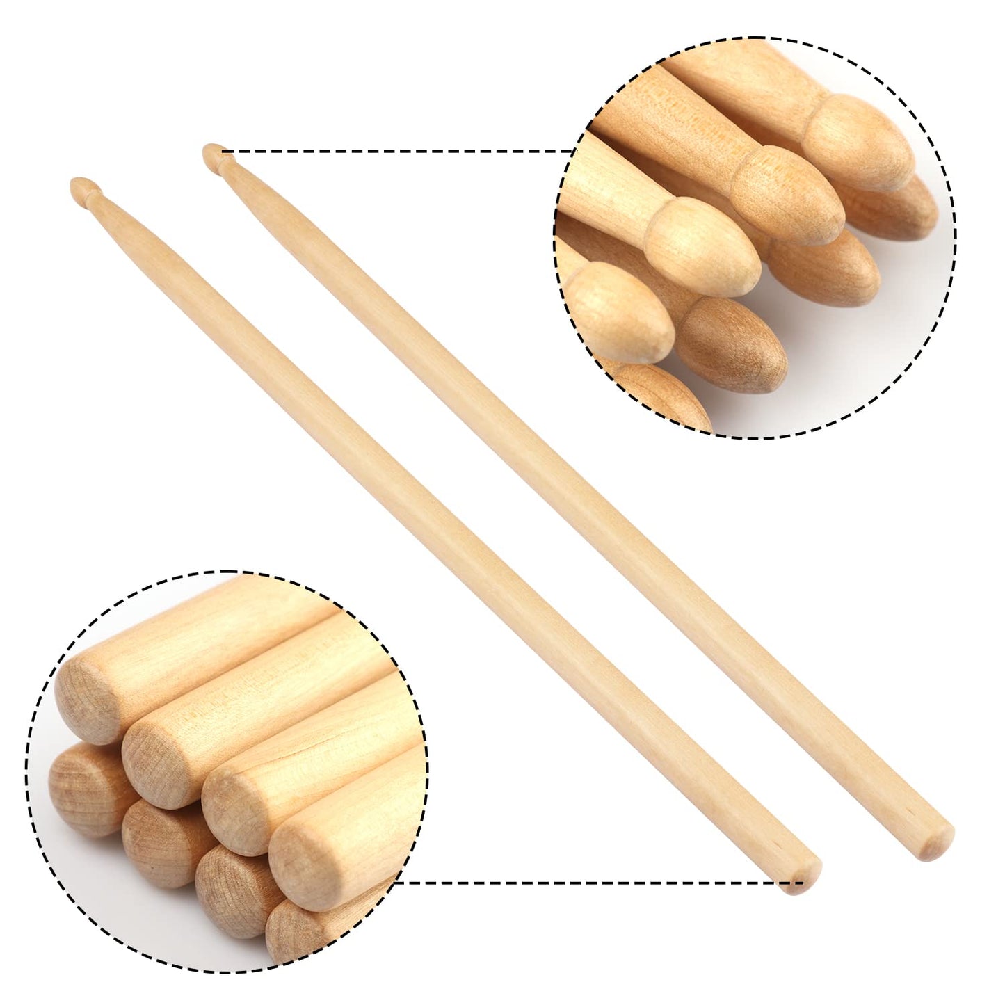 GNIEMCKIN Drum Sticks, 12 Pairs 5A Drumsticks,16 Inch, Classic Wood Tip Drumstick Bulk, Pitch Matched Drumsticks Maple Wood Drum Sticks