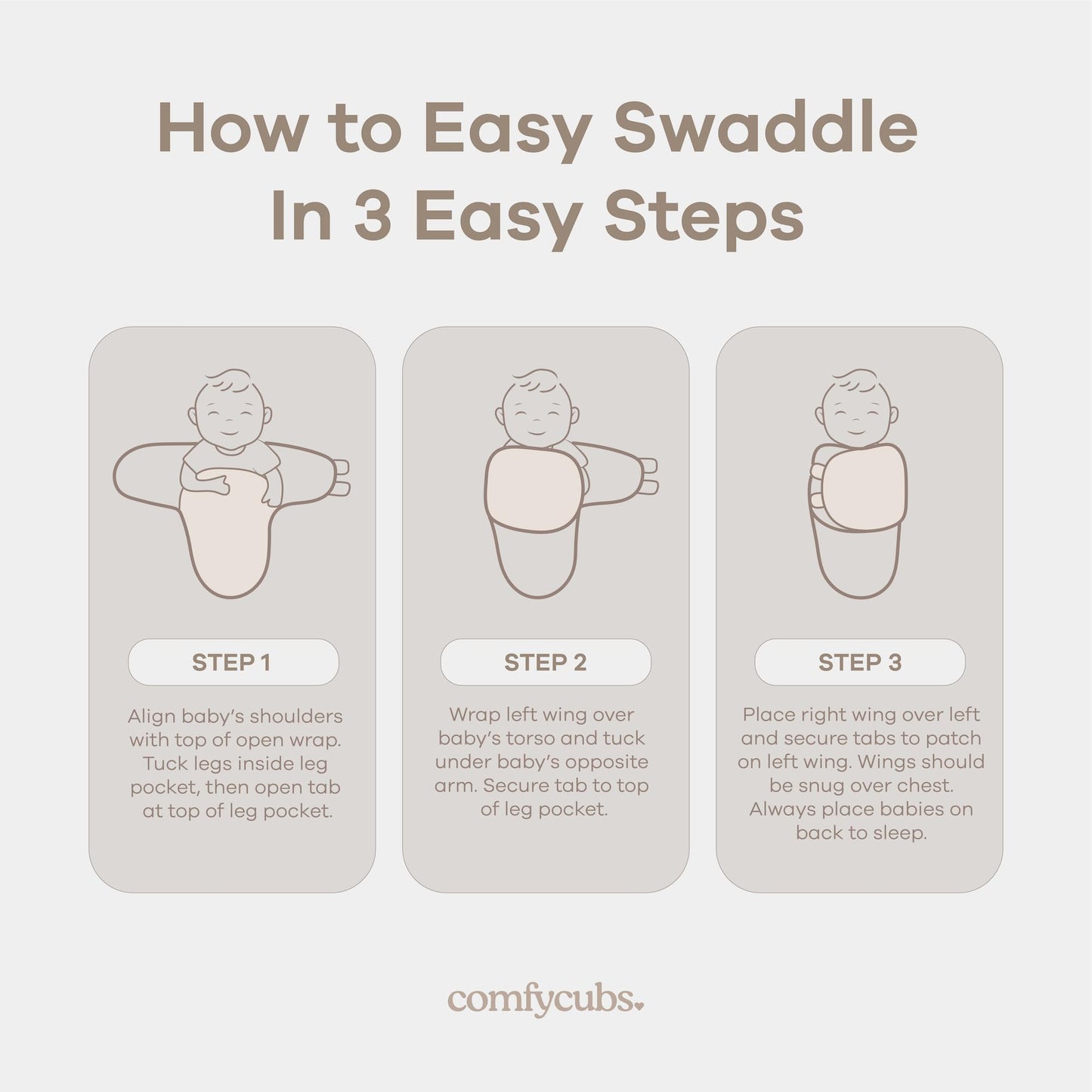 Comfy Cubs Easy Swaddle Blanket, 3 Pack - 100% Cotton Newborn Wrap, Small for 0-3 Months Infants, Breathable and Durable Sleep Sack for Babies - Blush, Mauve, Mulberry