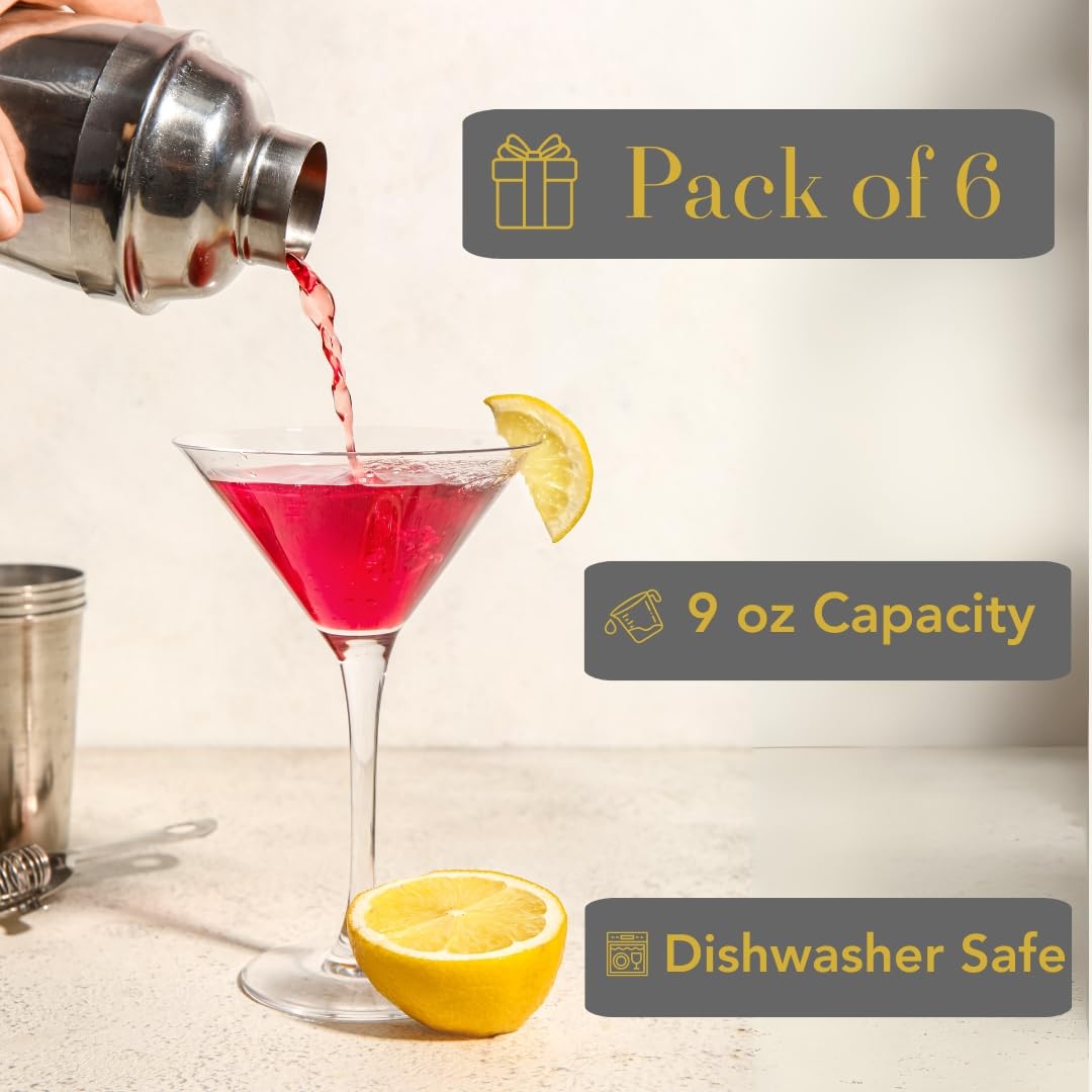 Gala Houseware Martini Set of 6 – 9 oz Cocktail & Barware, Margarita & Dessert Cups