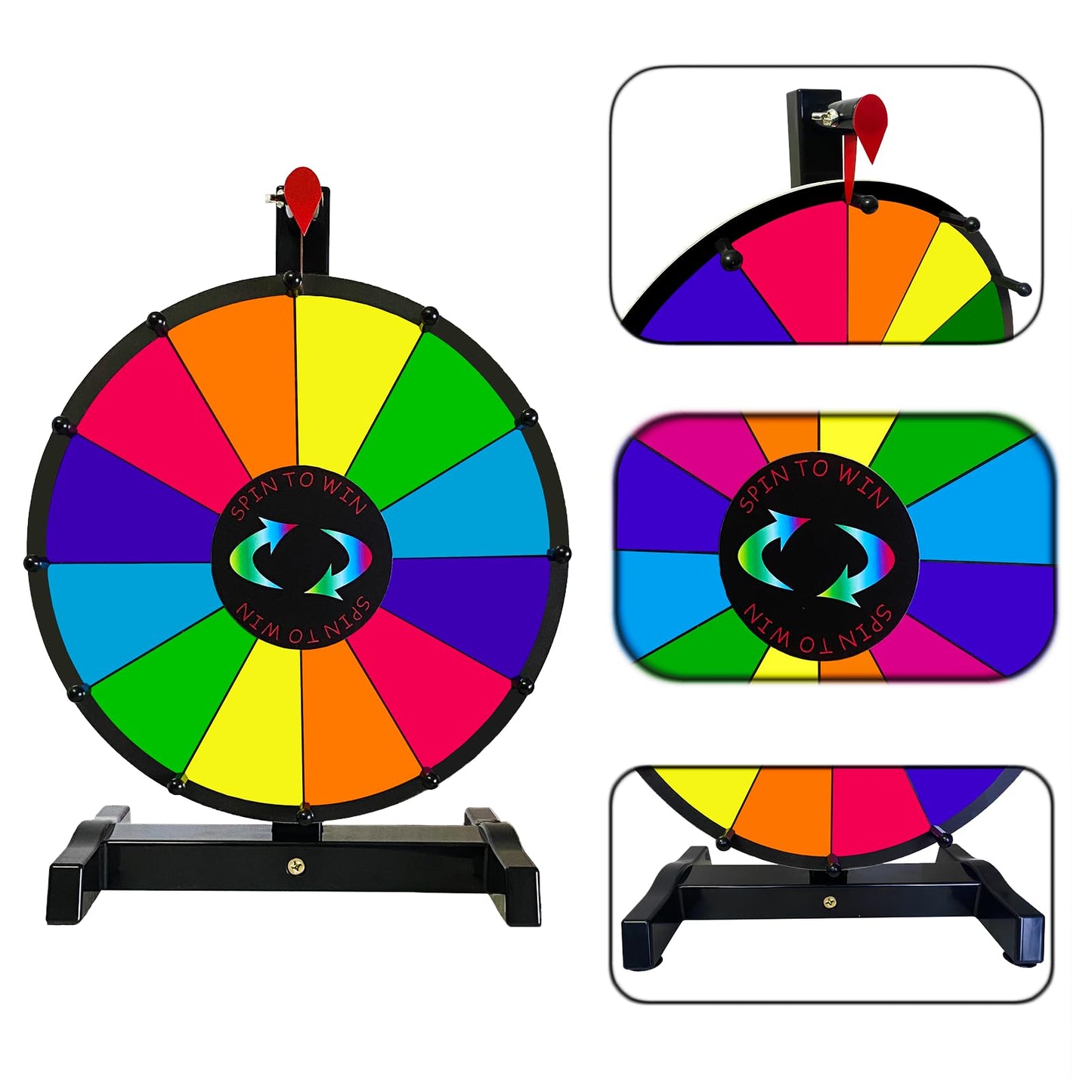 12 Inch Prize Wheel, 12 Slots Spinning Roulette Wheel Tabletop Wheel of Fortune with Dry Erase Markers and Eraser for Carnival, Trade Show
