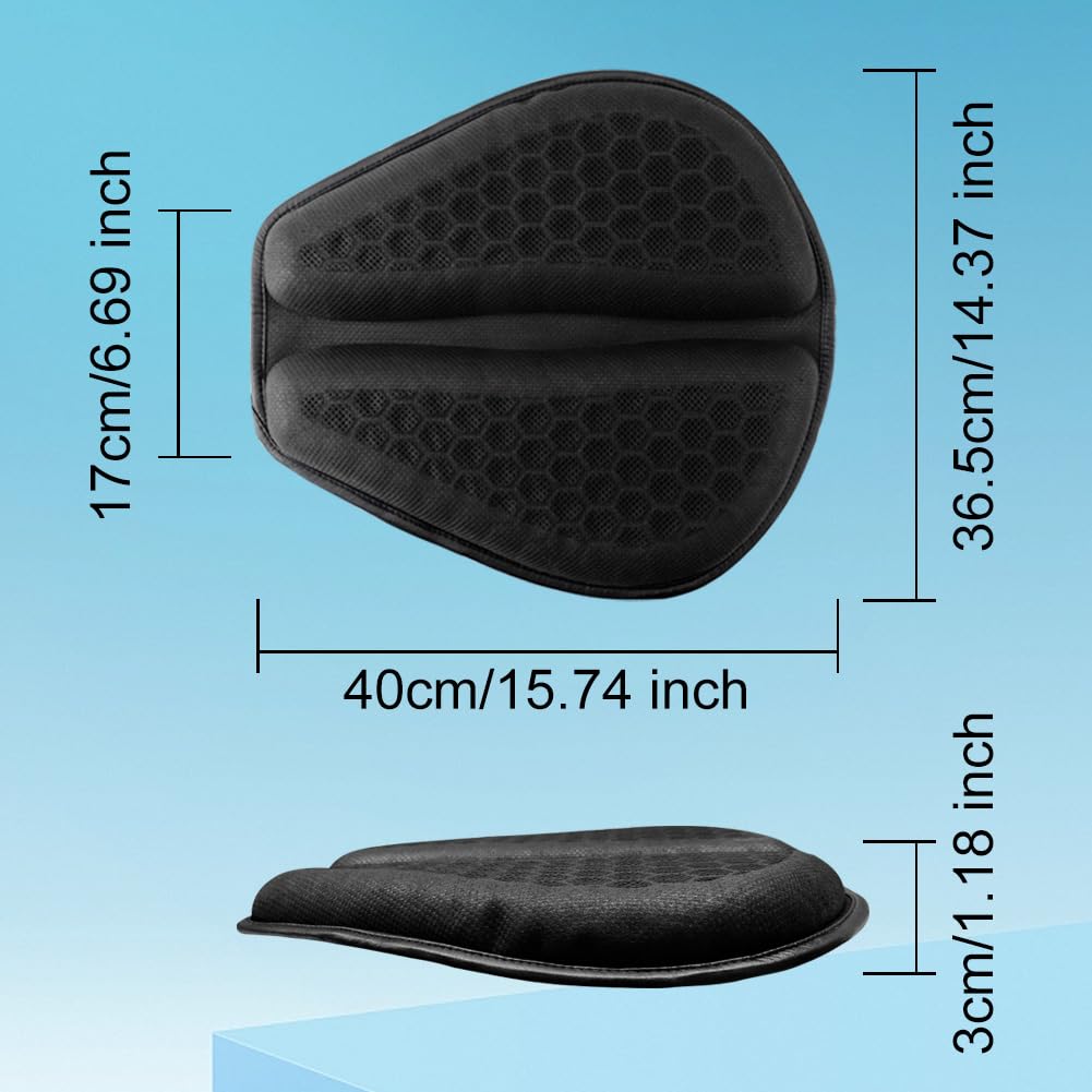 DZG Motorcycle Seat Cushion Breathable Vibration Shock Absorption Pressure Relief Gel Seat Cushion Foldable Motorcycle Seat Pad for Cruiser Touring Long Rides