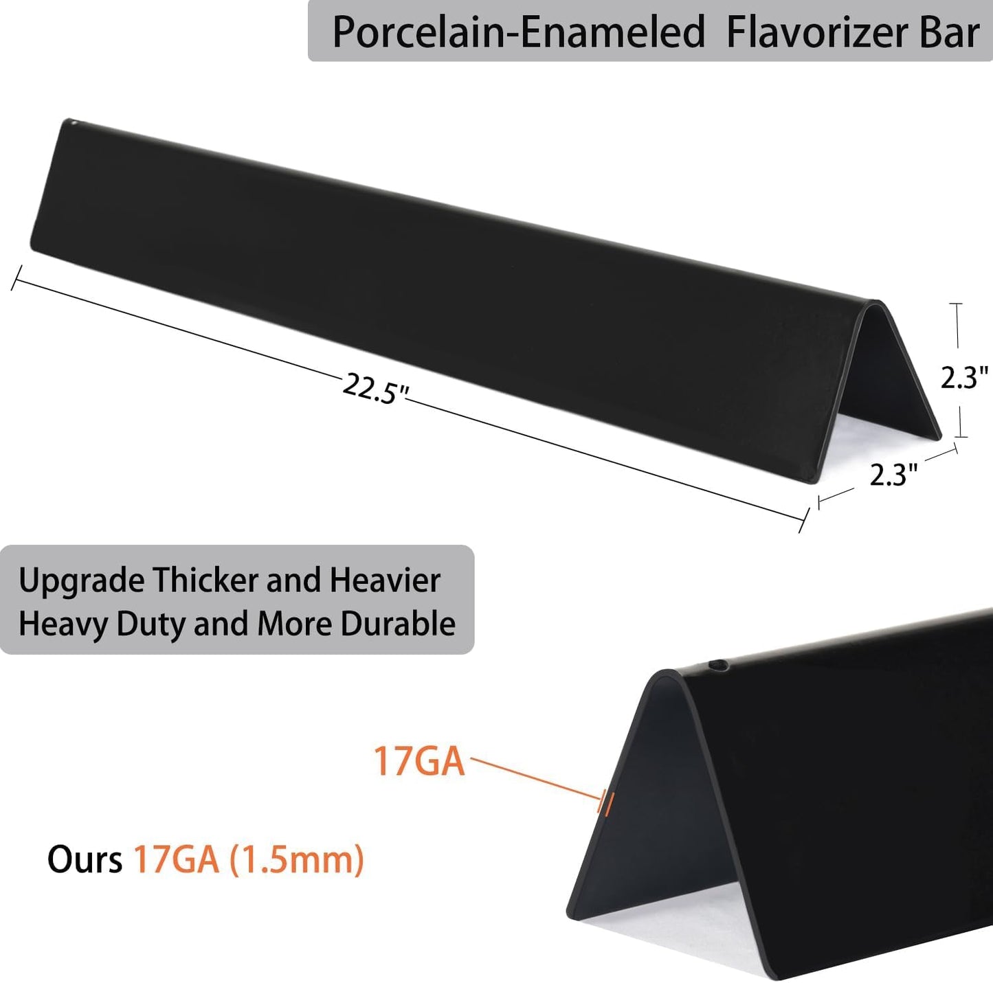 Leship 22.5 inch Flavorizer Bar Replace for Weber 7536 Spirit 300 Series (with Side Control) Genesis Silver Gold Platinum B C,Weber Spirit 700 900 Grill,Porcelain Steel Flavor Bars 7537