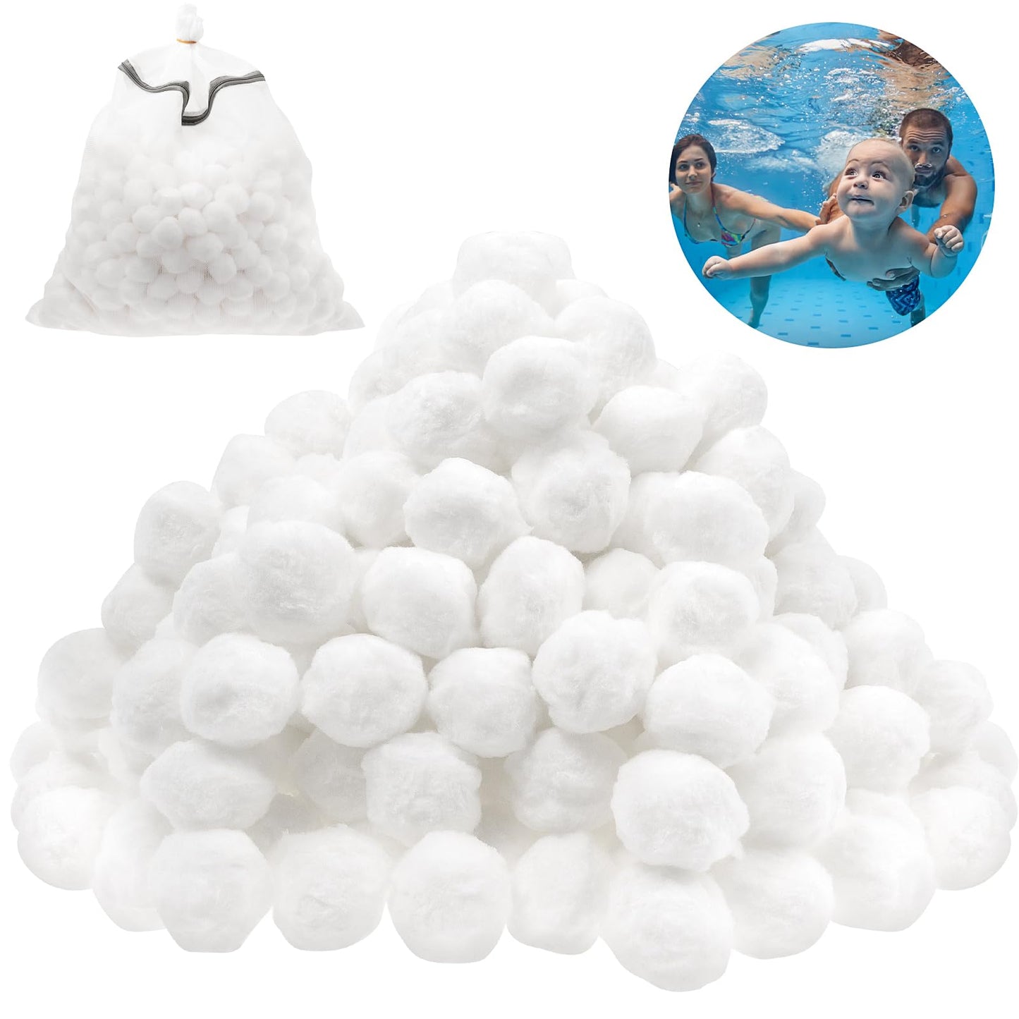 4.6 lbs Pool Filter Balls, Reusable Eco-Friendly Pool Sand Filter Replacement Fiber Filters Balls Swimming Pool Accessories for Swimming Pool Aquarium Filter Pump Fish Tank Sand Filters