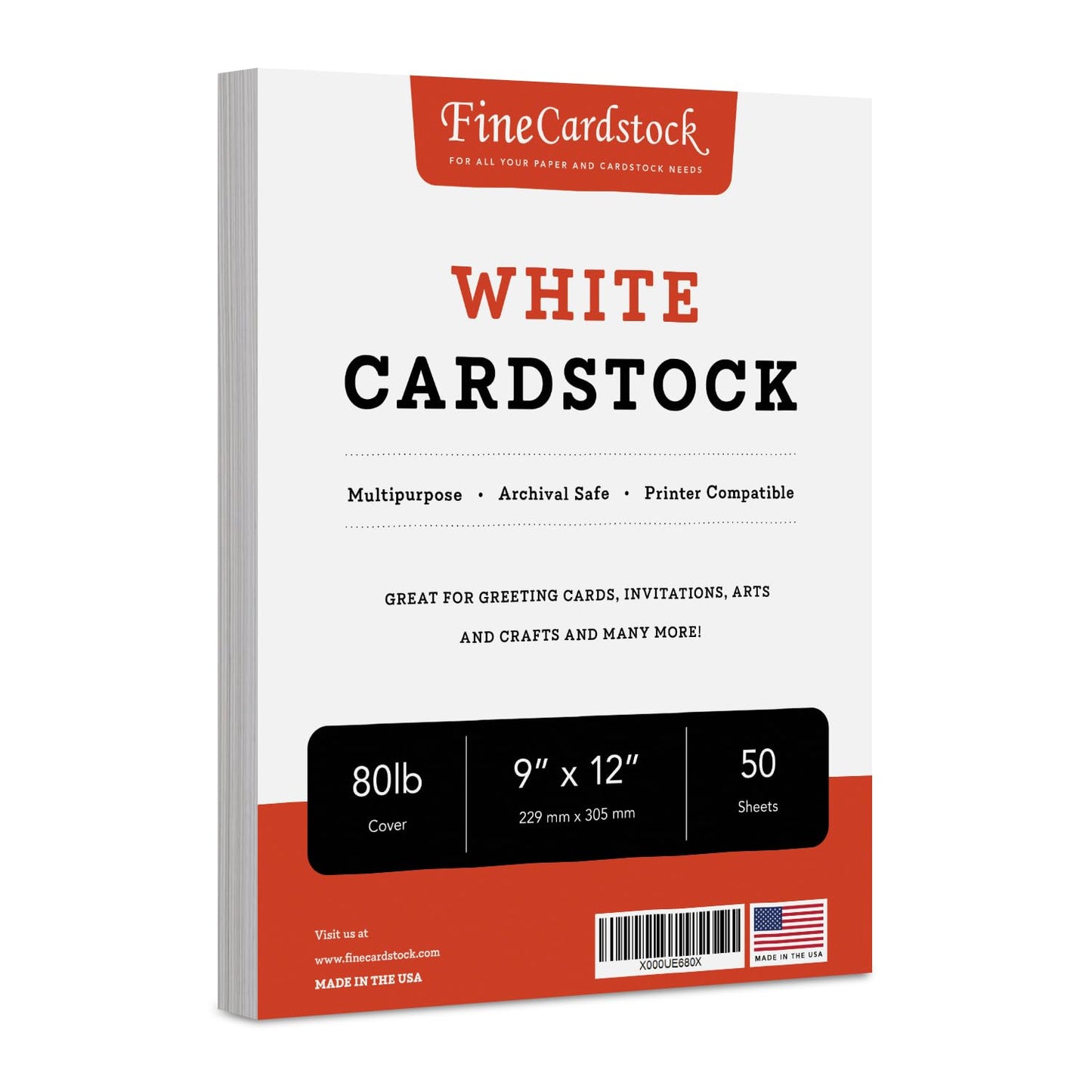 9" x 12" White Cardstock, Heavyweight 80lb Cover (216gsm) Card Stock Paper - Smooth Finish - Great For Arts & Crafts, Greeting Cards, Invitations, Brochures, Restaurant Menus, Posters | 50 Sheets