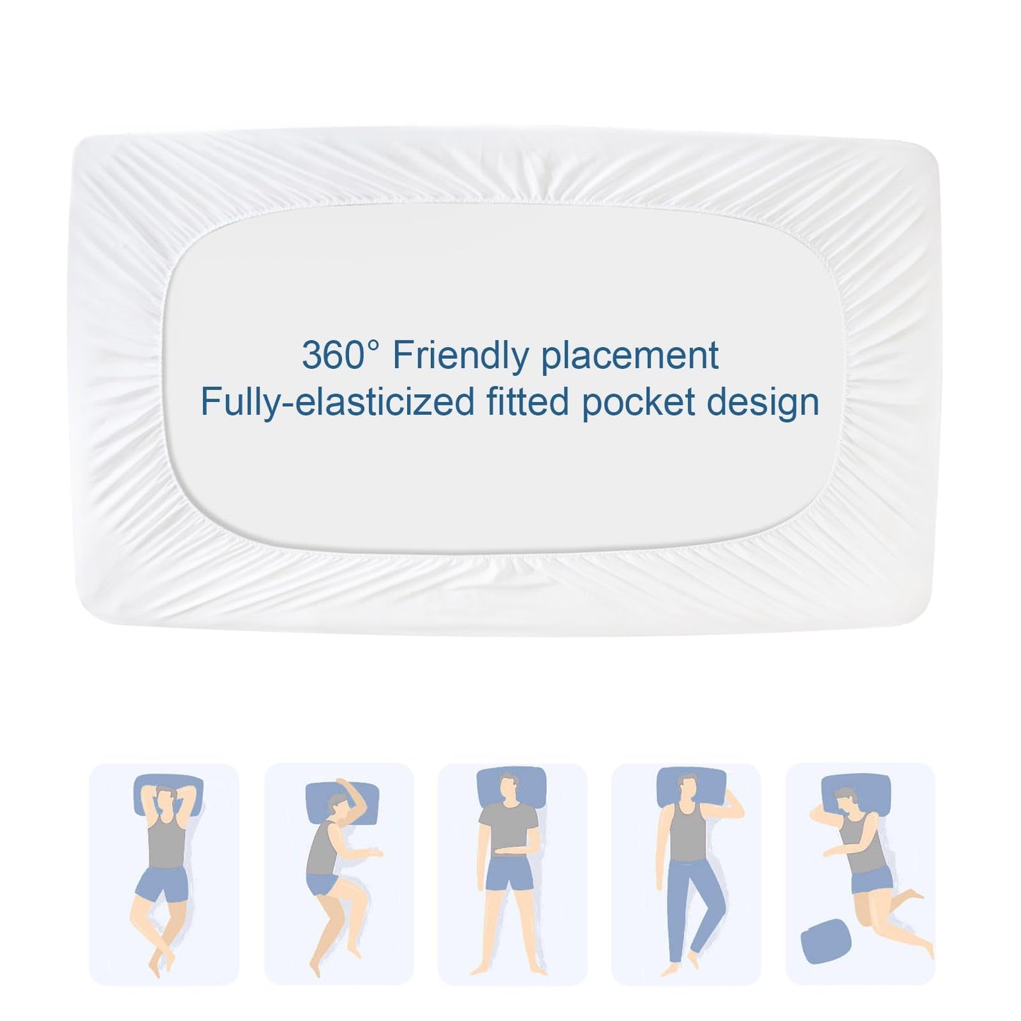 2 Pack Twin XL Mattress Protector Waterproof, Breathable & Noiseless Queen Twin XL Mattress Pad Cover Quilted Fitted with Deep Pocket up to 14" Depth (39"x 80"), Breathable, Noiseless, Washable, White