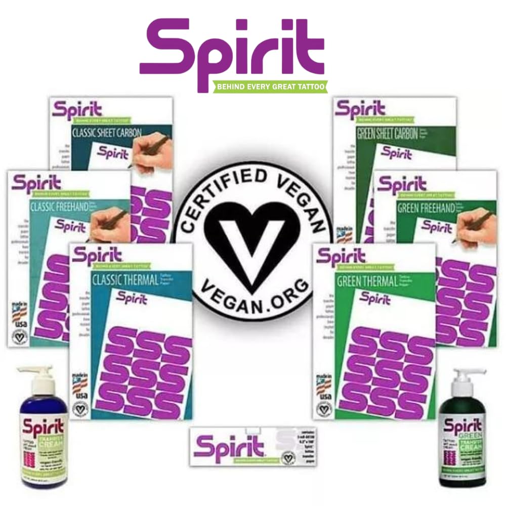 Spirit® Classic Thermal Tattoo Transfer Paper 8.5" X 11" - 100 Sheets, Tattooing Stencil Paper, Proudly made in the USA