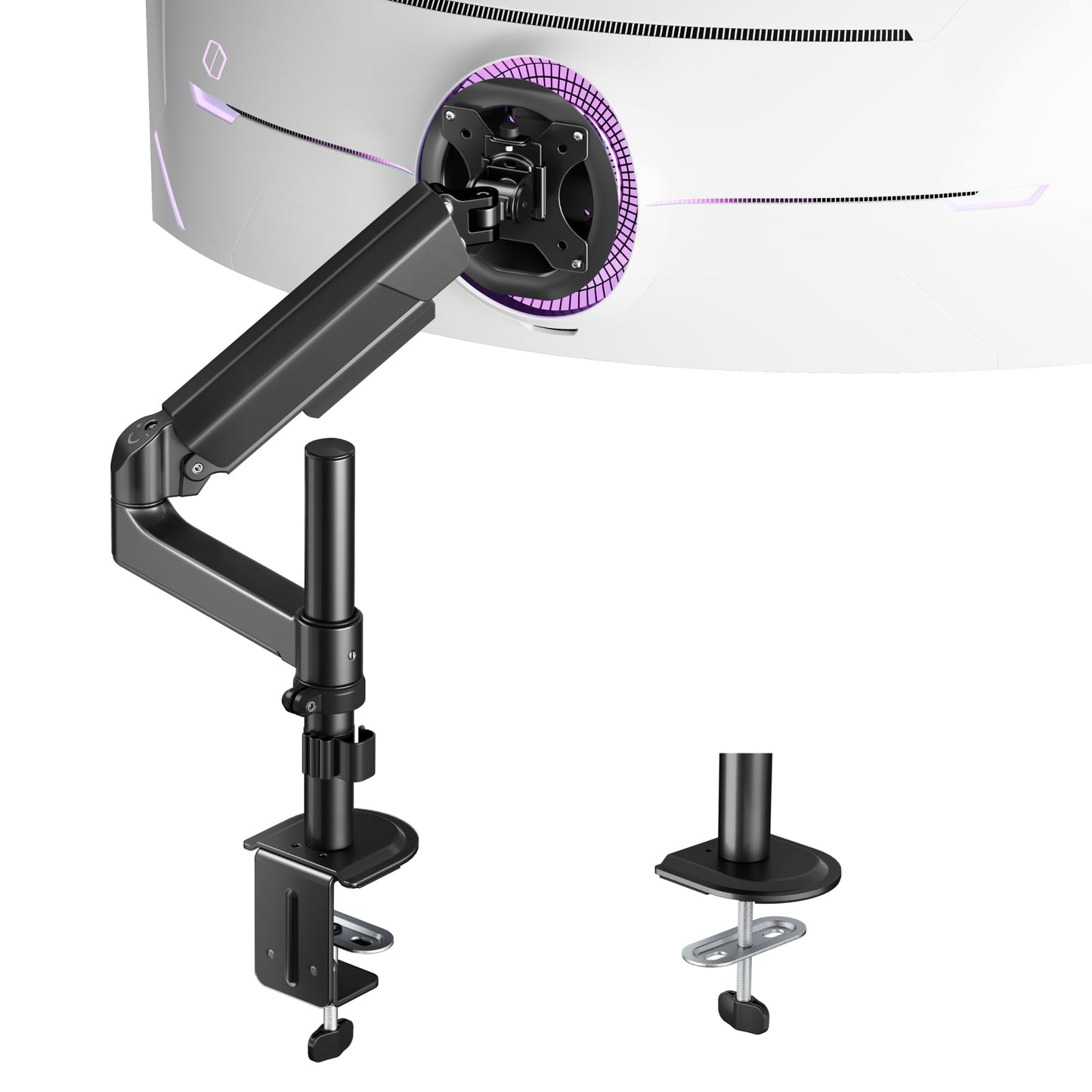 ARES WING Ultrawide Monitor Arm for 17"-40" Screens, Single Monitor Mount Holds up to 26.4lbs, Vertical Monitor Arm Heavy Duty, 75/100 VESA Mount, Black